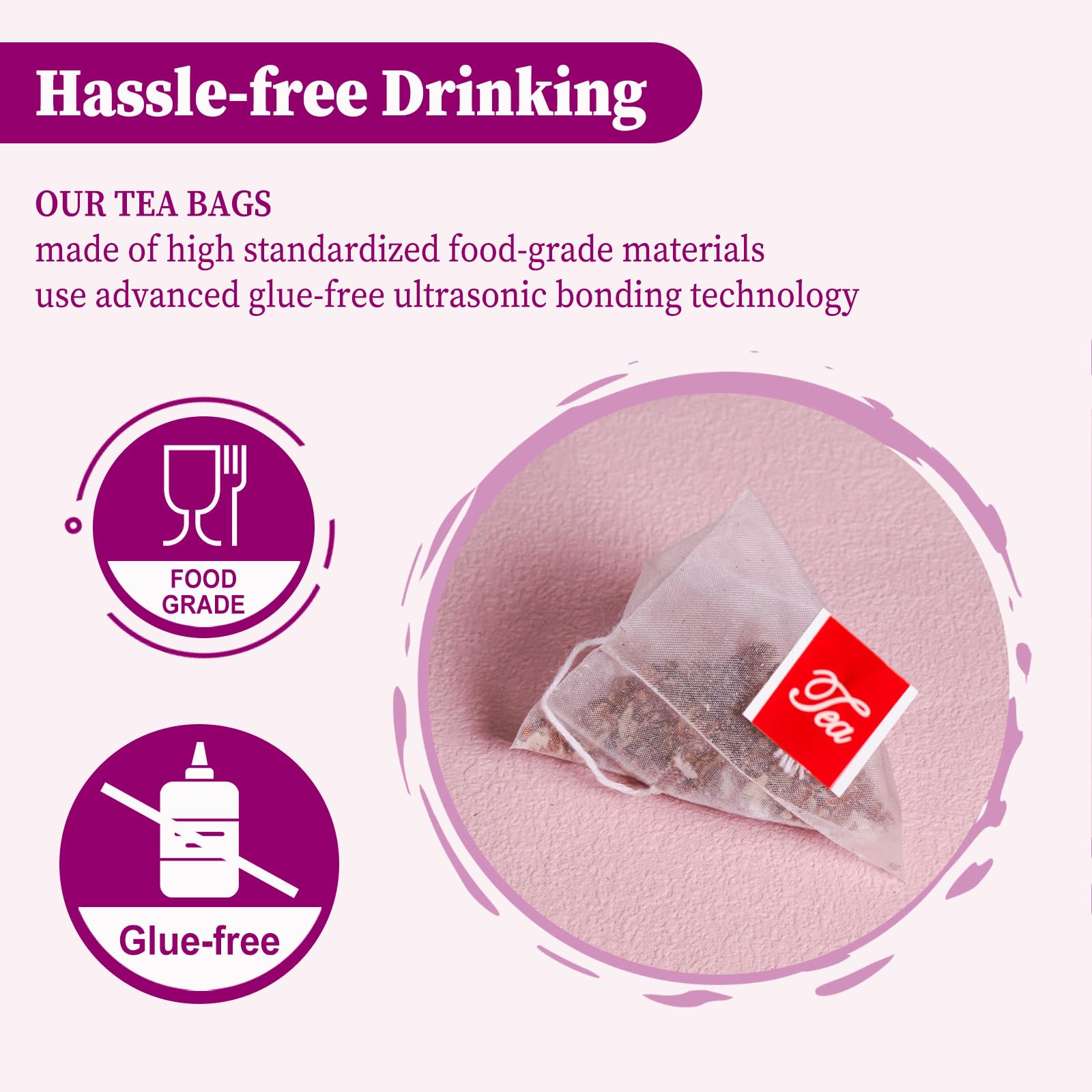 FullChea tea bags in resealable pack preserve freshness.