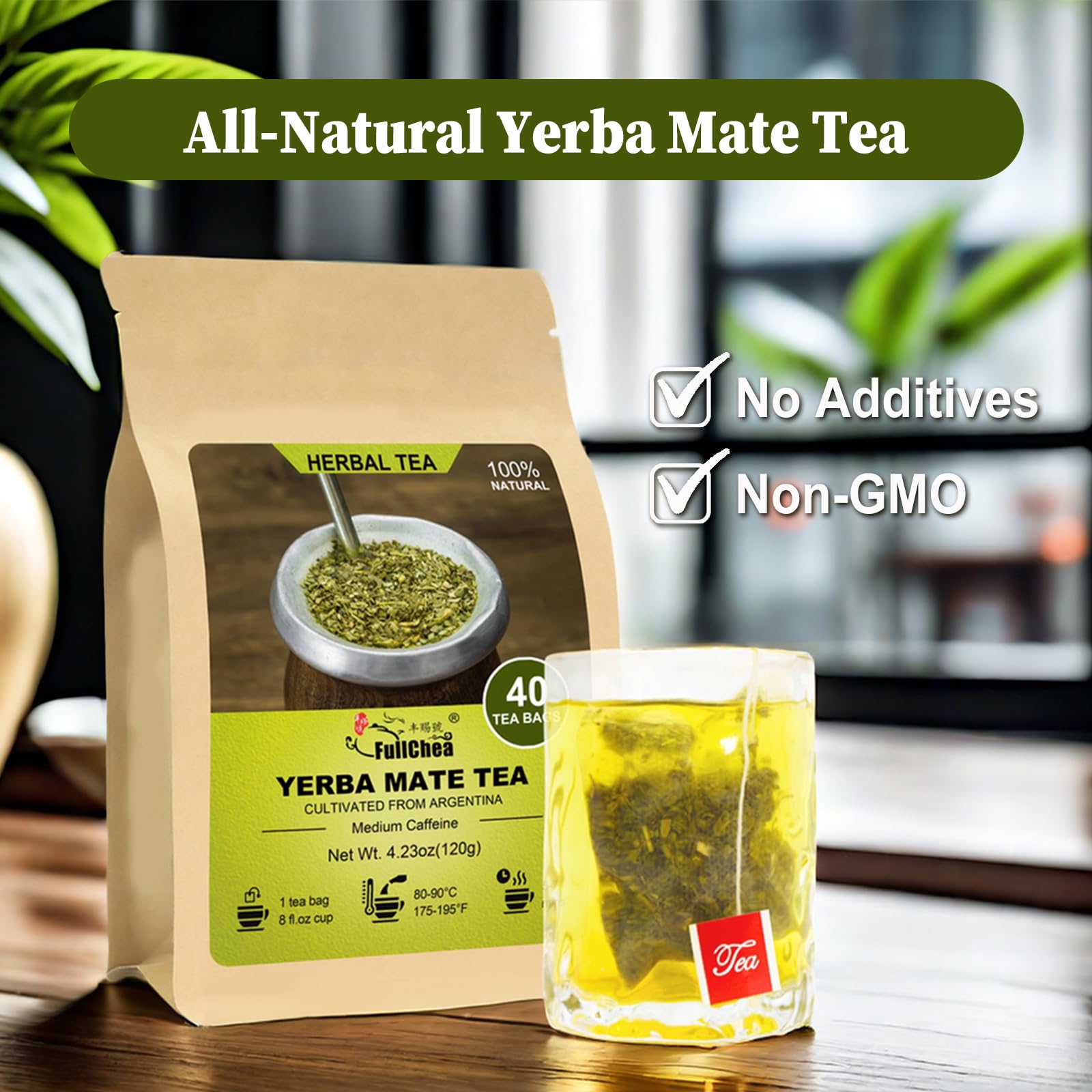 FullChea unsmoked yerba mate leaves quality certified.