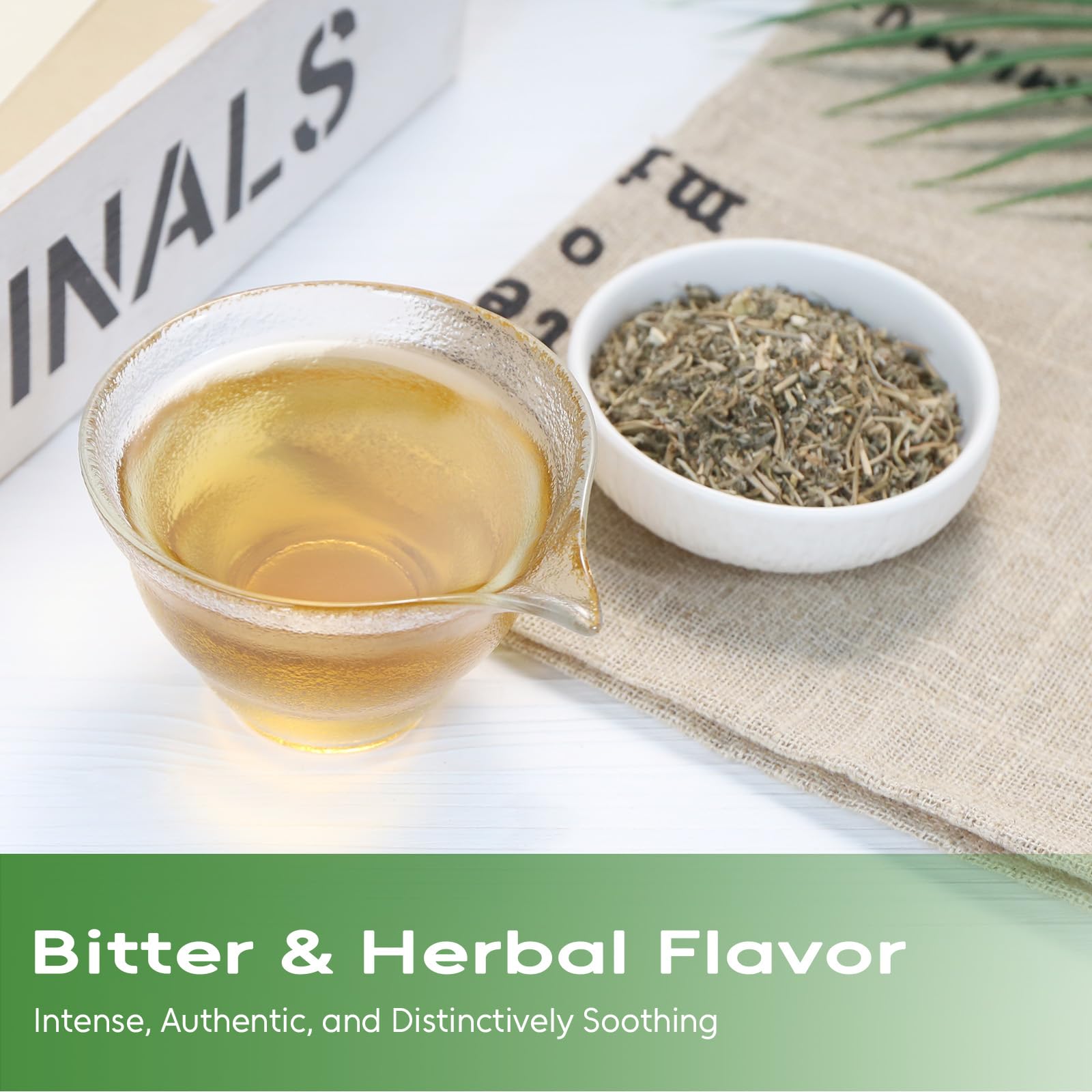 FullChea wormwood tea in resealable pouch preserves freshness between uses.