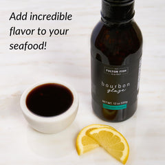 Fulton Fish Market glaze ingredients label communicates all-natural, no artificial colors or preservatives.