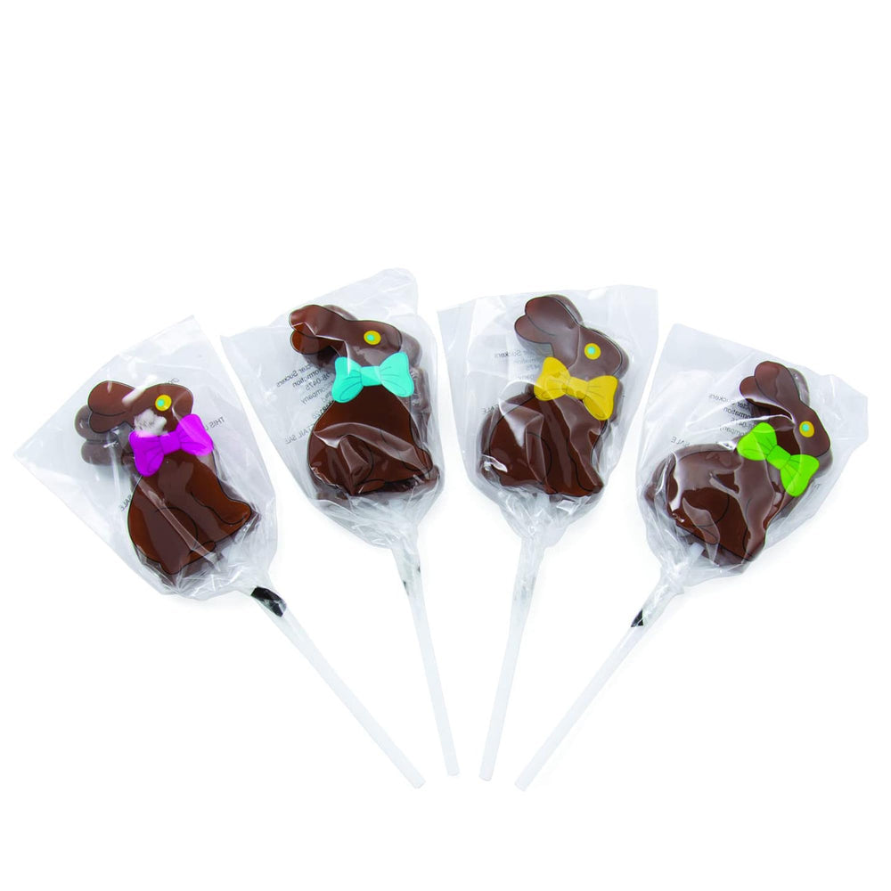 Fun Express chocolate Easter bunny sucker on a 4-inch stick, perfect for Easter baskets