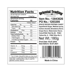 Fun Express Space Rock Candy flavor sachets with classic to exotic options.