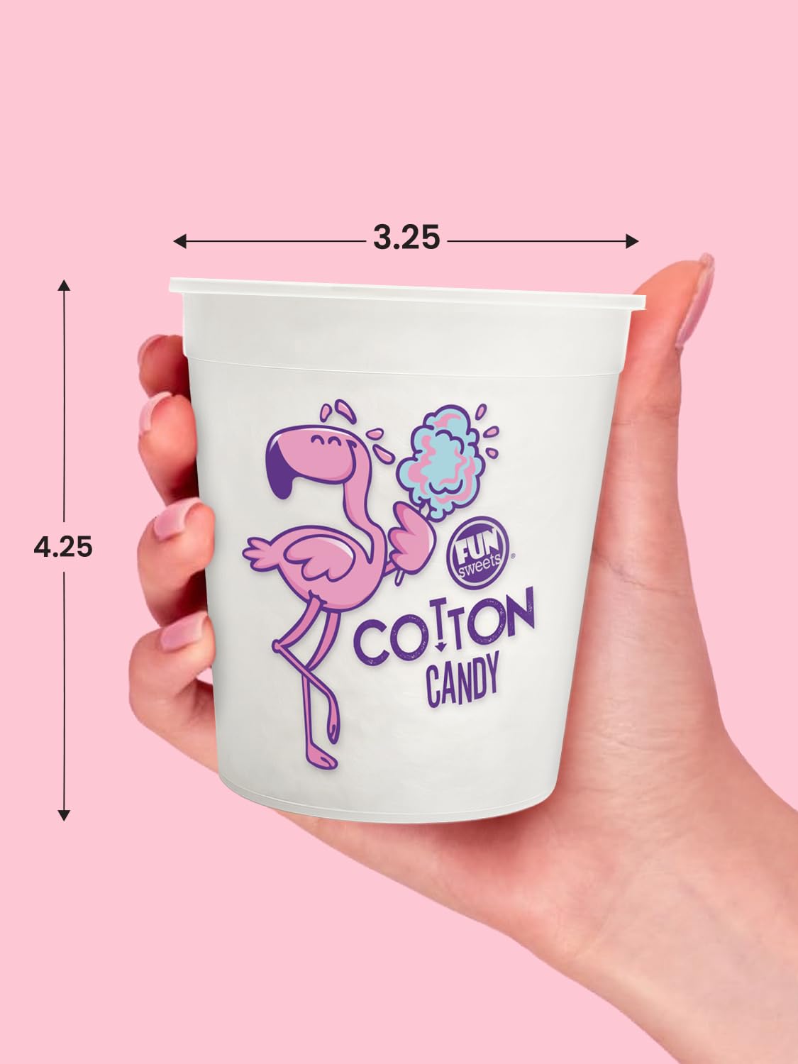 Fun Sweets allergen-friendly cotton candy tub supports safe party favors.