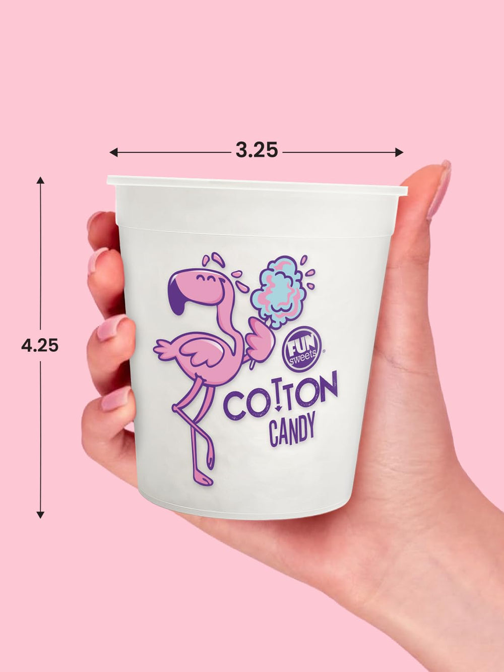 Fun Sweets allergen-friendly cotton candy tub supports safe party favors.