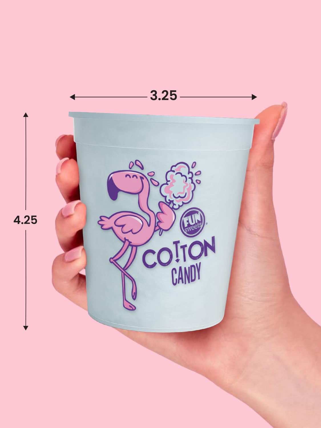Fun Sweets blue cotton candy tubs displayed in a party spread for weddings and celebrations.