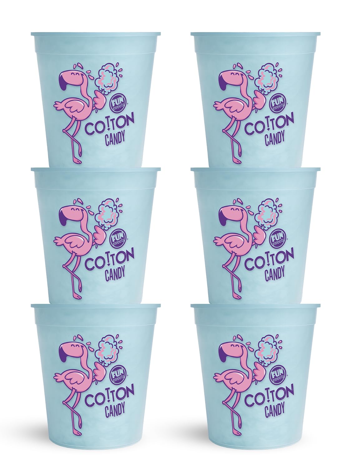 Fun Sweets blue cotton candy 6-pack ready for party buffets and displays.