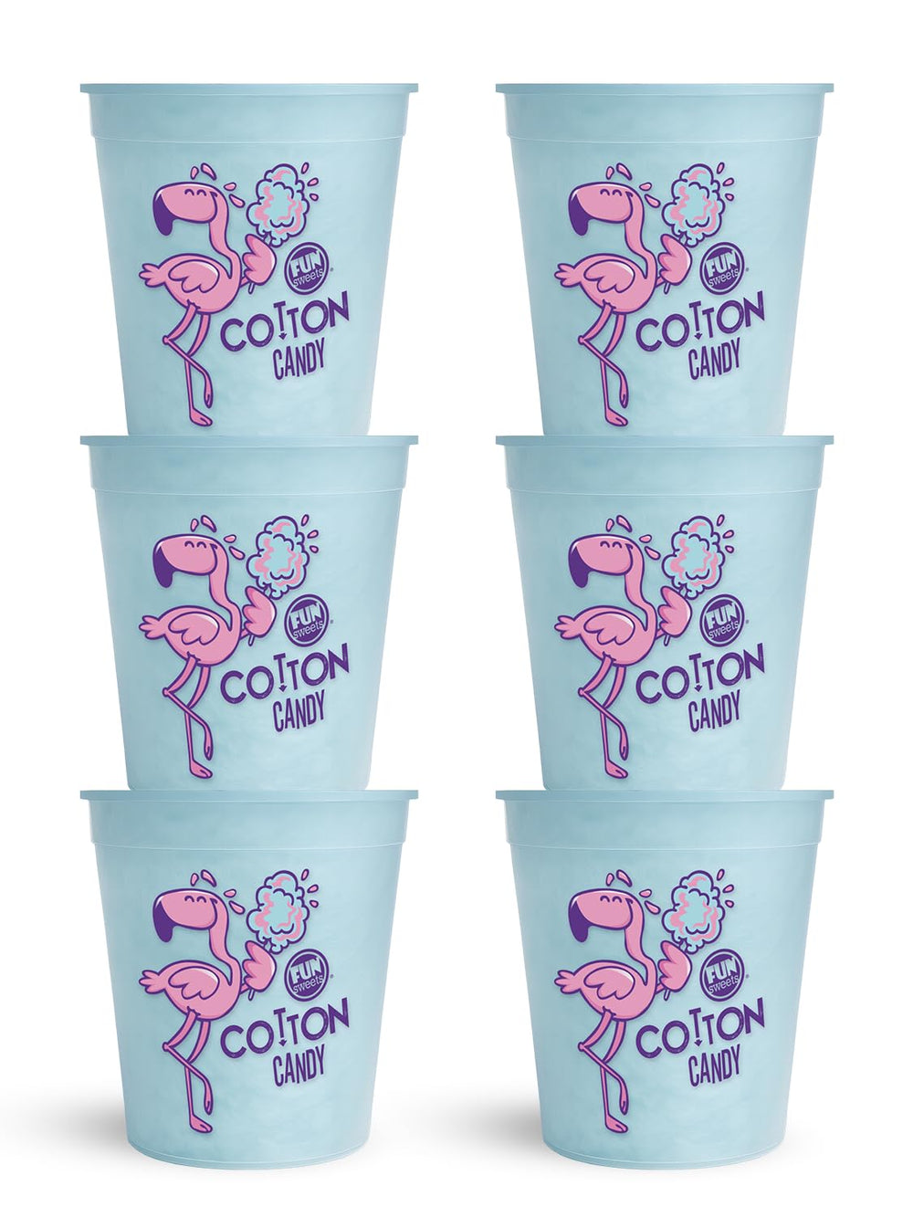 Fun Sweets blue cotton candy 6-pack ready for party buffets and displays.