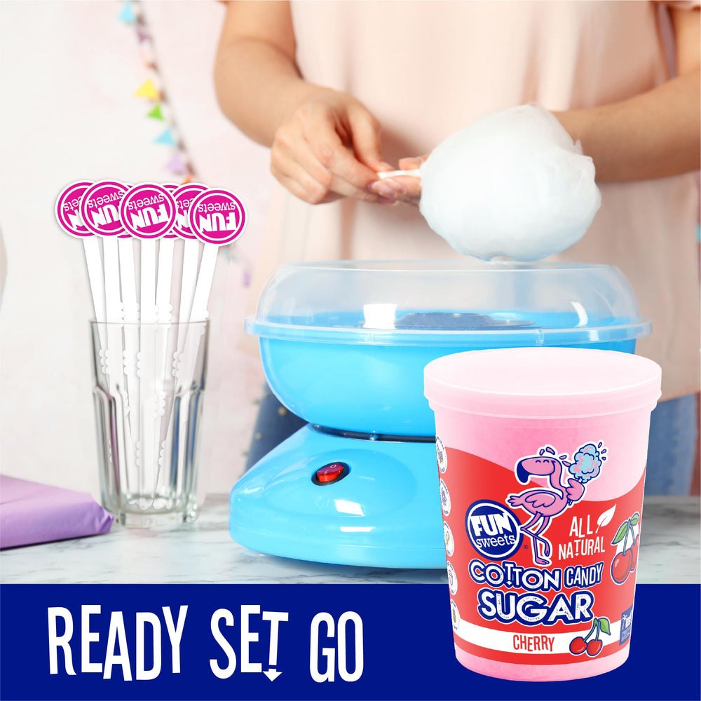 Fun Sweets blue raspberry flavor tub, a bright option for festive gatherings.