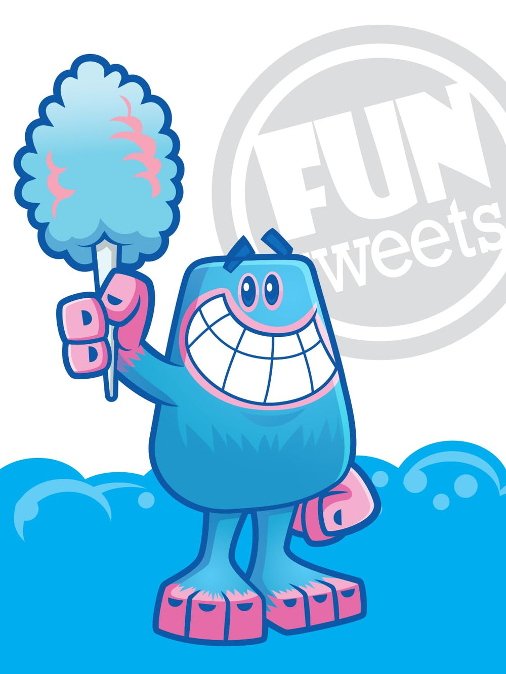 Fun Sweets cotton candy family enjoys colorful treats together.