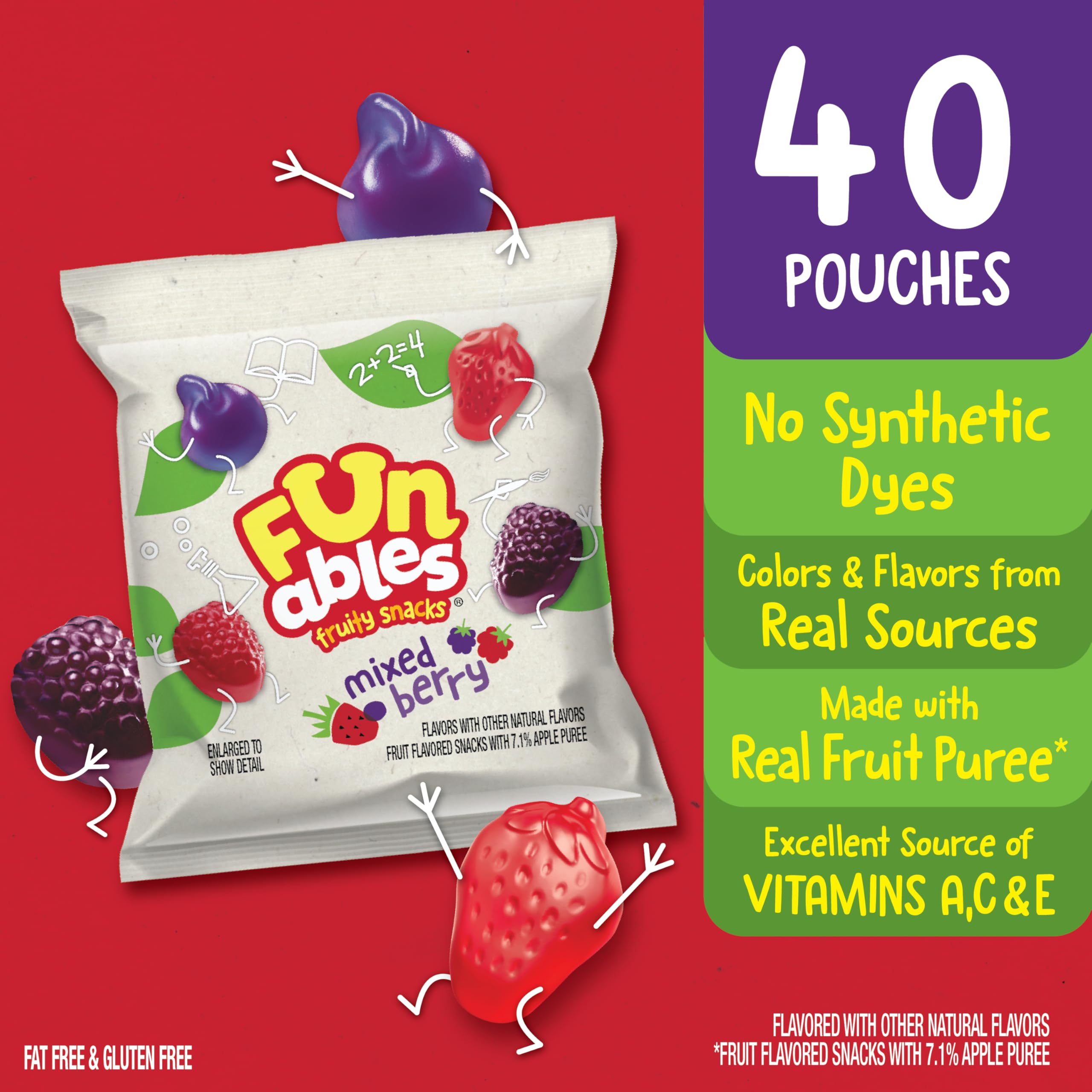 Funables Fruity Snacks 70-calorie pouch, lighter option for balanced snacking.