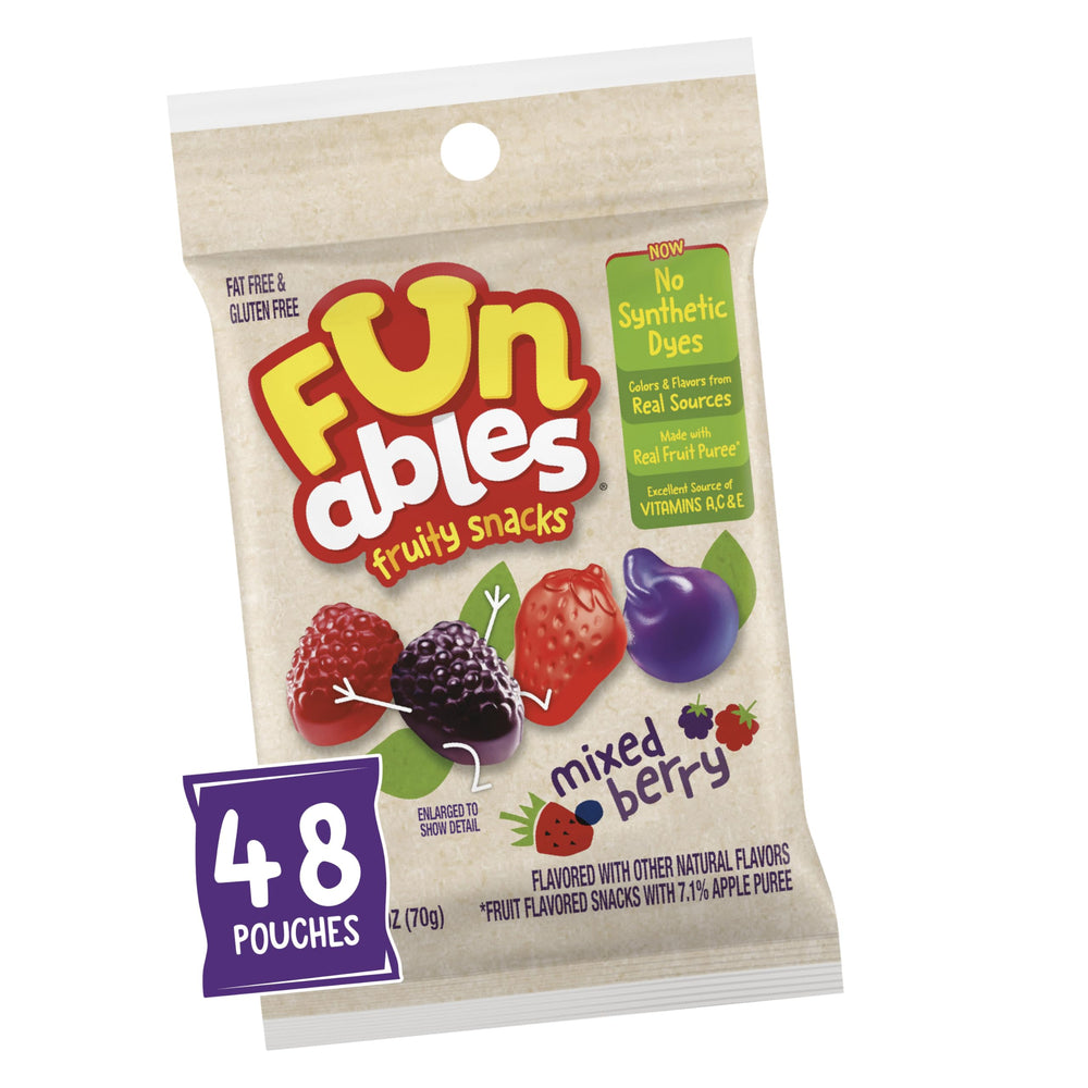 Funables Mixed Berry Snacks box with 48 pouches for easy on-the-go snacking.