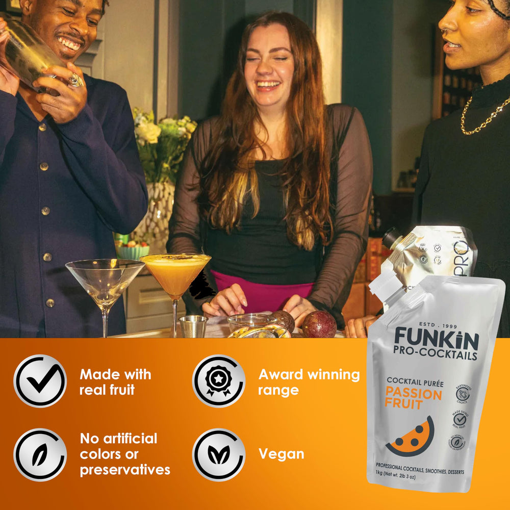 Funkin Passion Fruit Puree batched-mixer saves prep time.