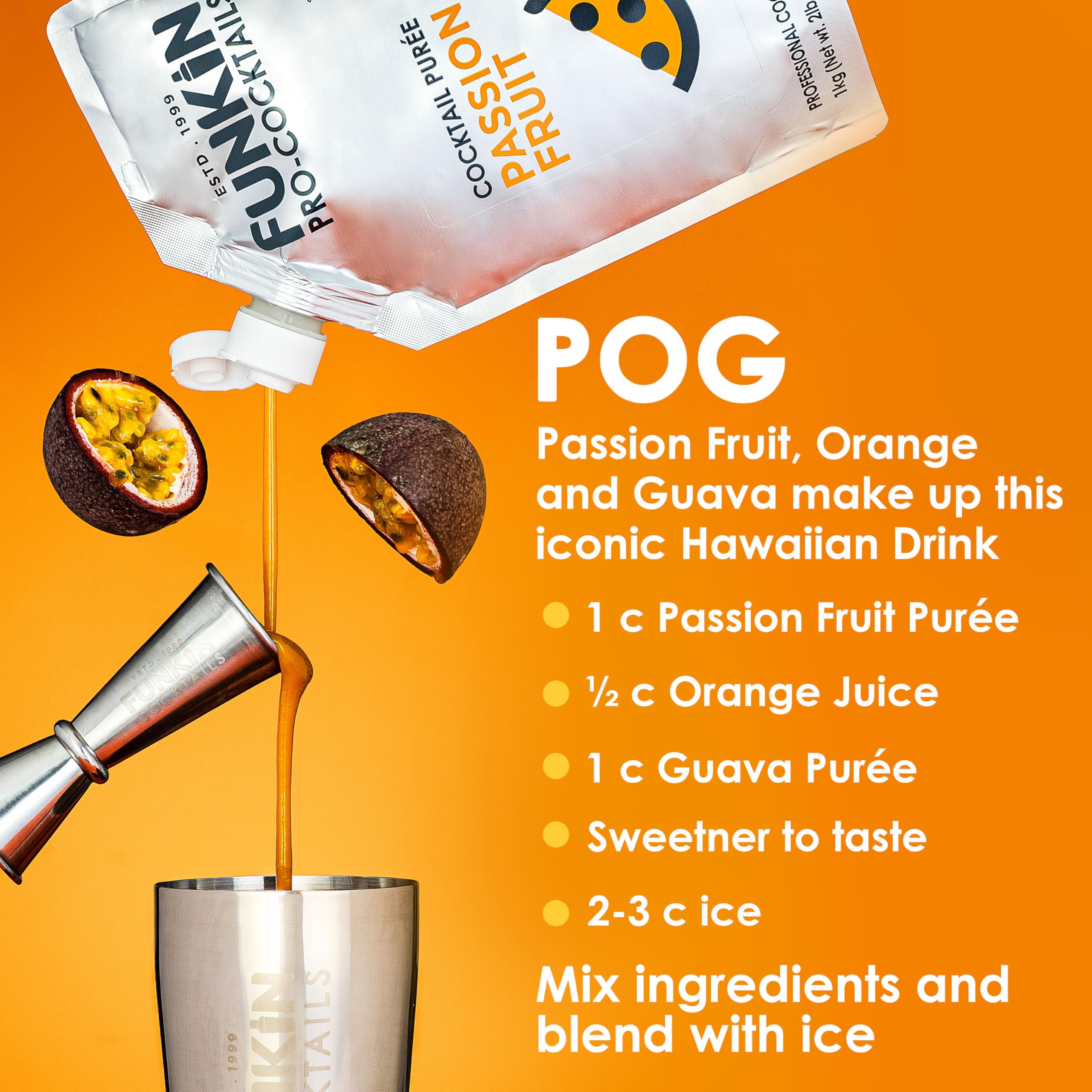 Funkin Passion Fruit Puree smoothie-bowl adds natural fruit flavor.