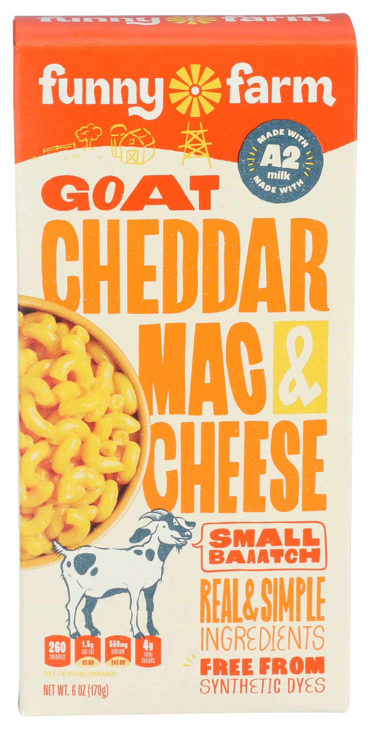 Funny Farm macaroni cheese box on shelf for quick family meals