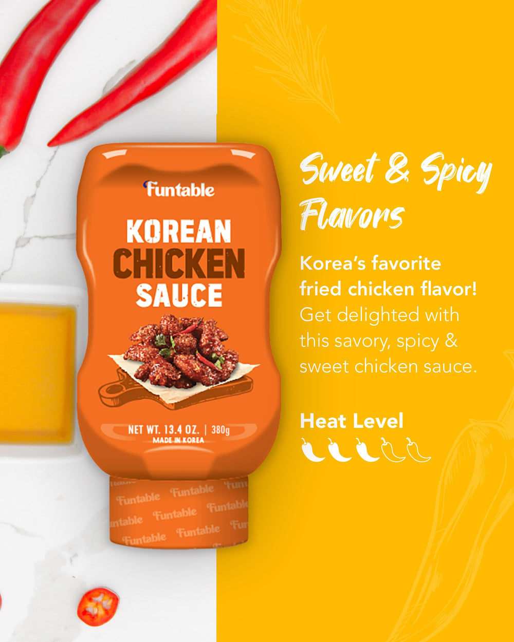 Funtable Korean Chicken Sauce dipping bowl—creamy dip for crispy bites.