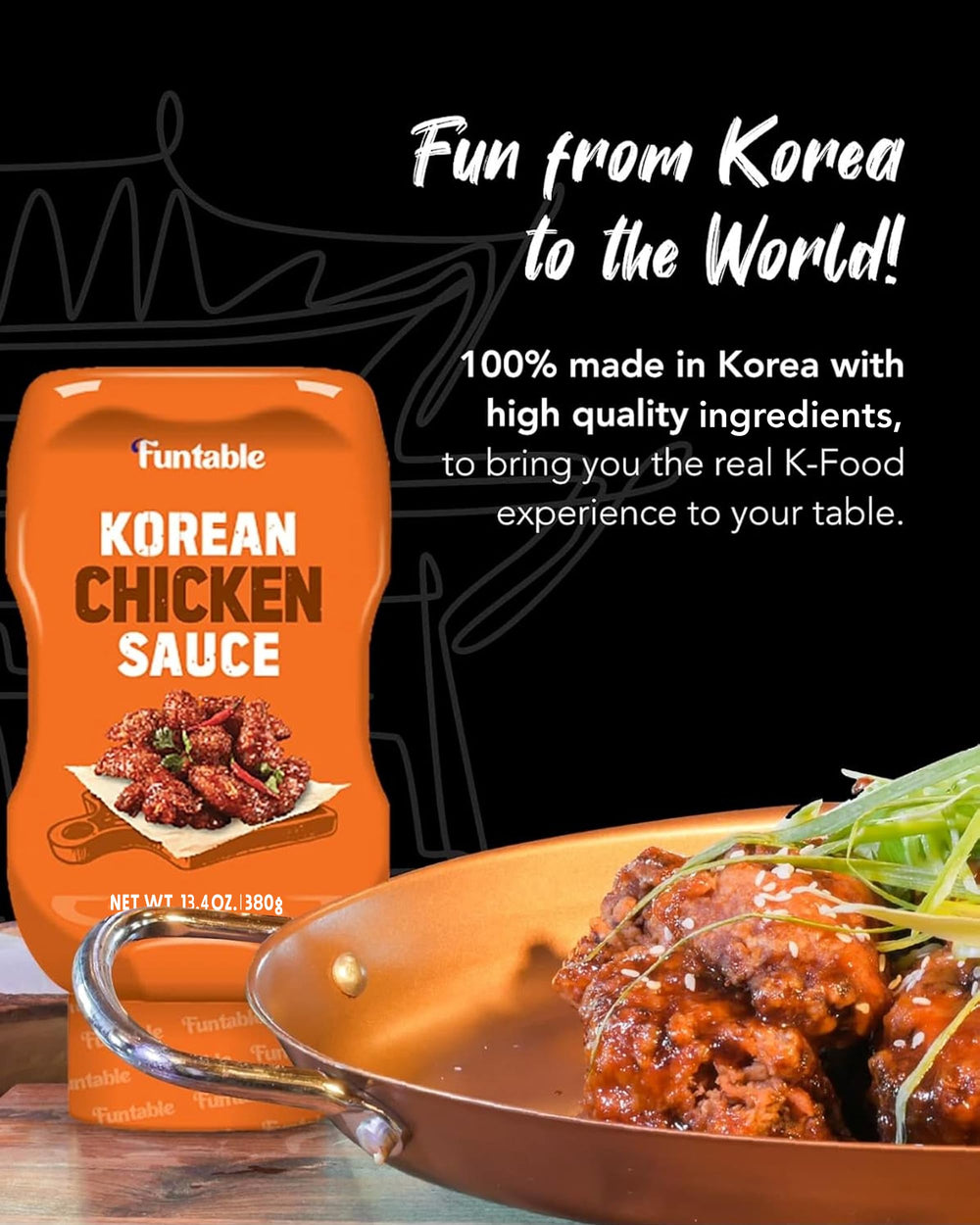 Funtable Korean Chicken Sauce fries dip—bold glaze elevates simple sides.