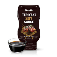 Funtable Teriyaki sauce bottle front view for dipping and marinating.