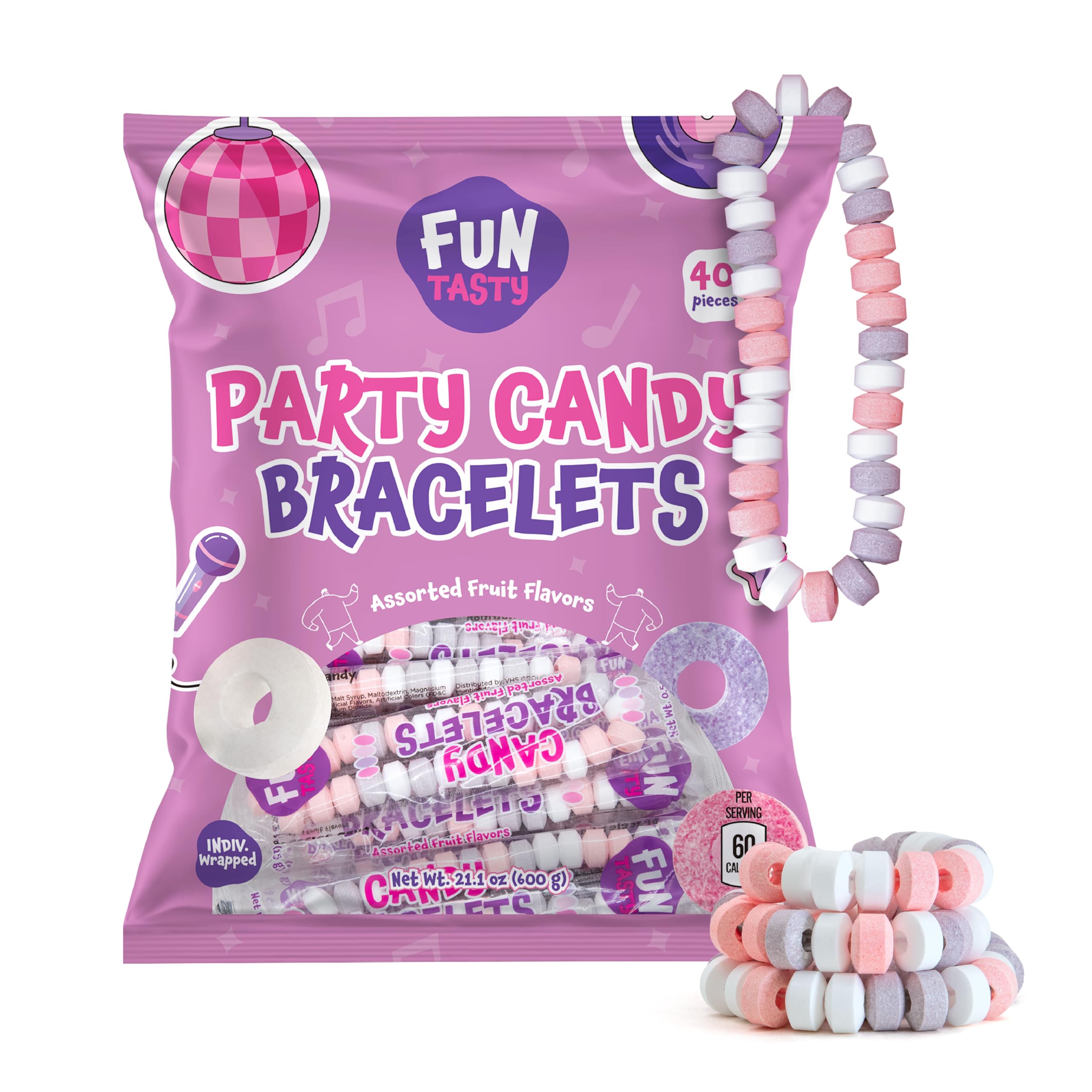 FUNTASTY candy bracelets with strands ideal for party favors.