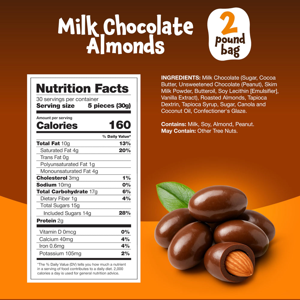 FUNTASTY chocolate covered almonds in jar ready for desk-side nibbling.