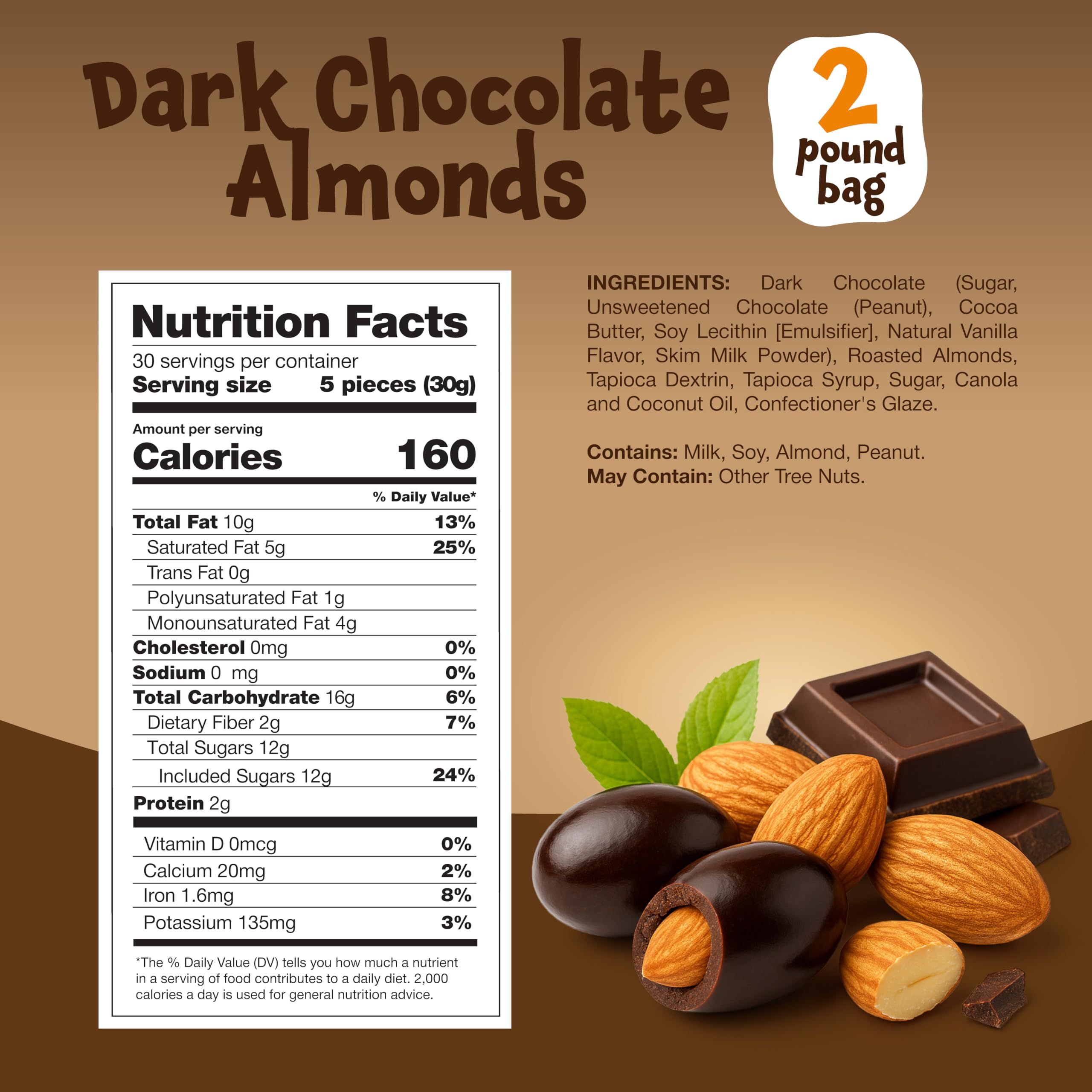FUNTASTY dark chocolate almonds in a desk-side nibble jar for quick, satisfying bites