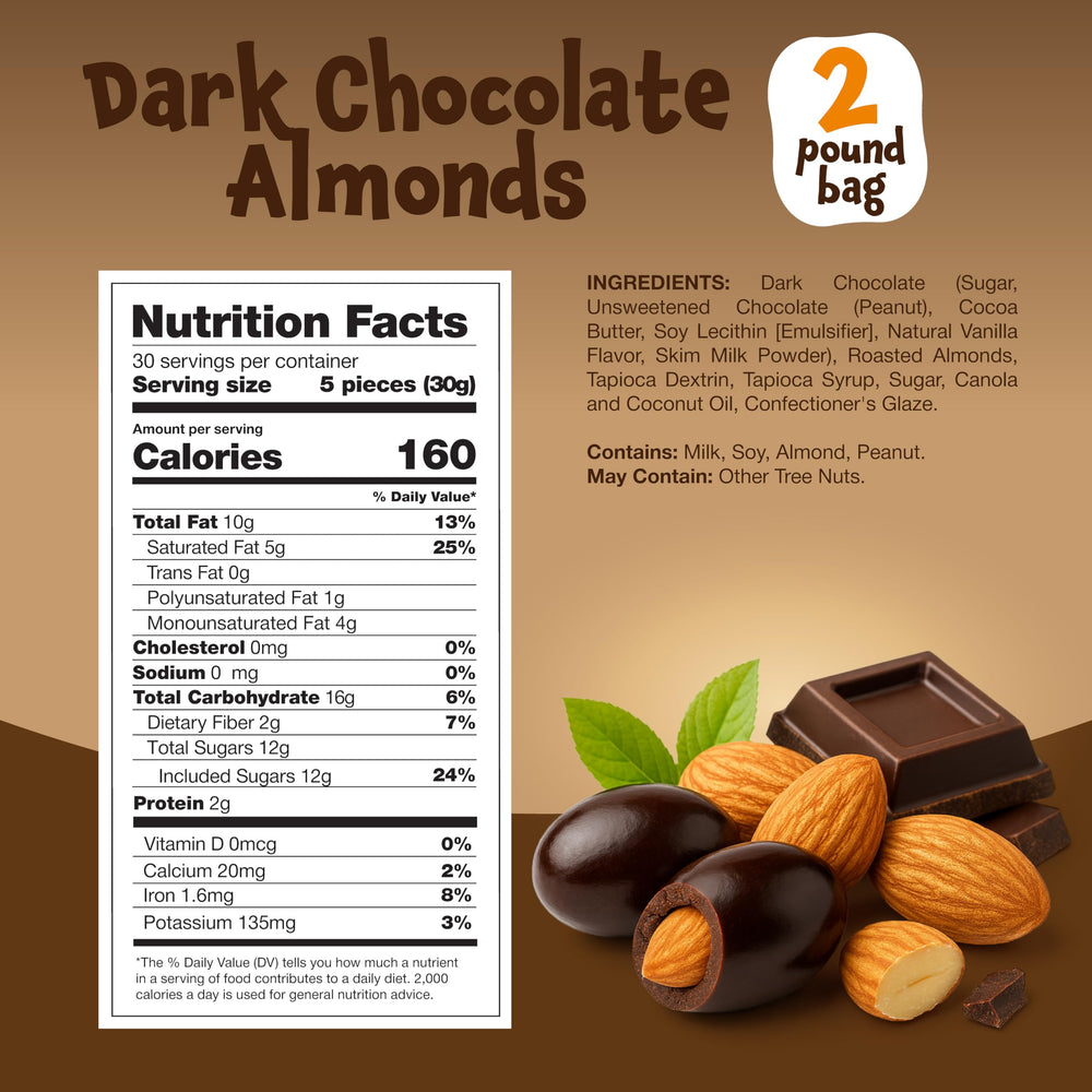 FUNTASTY dark chocolate almonds in a desk-side nibble jar for quick, satisfying bites