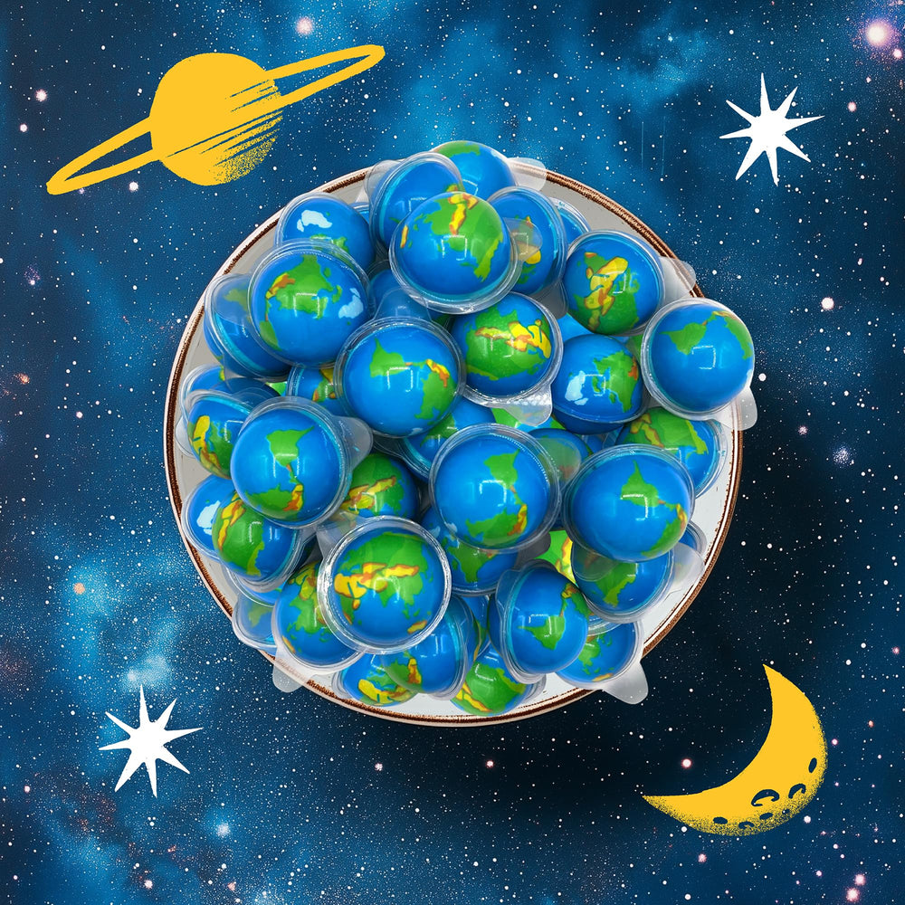 FUNTASTY Earth Balls display-buffet adds colorful space treats to candy tables.