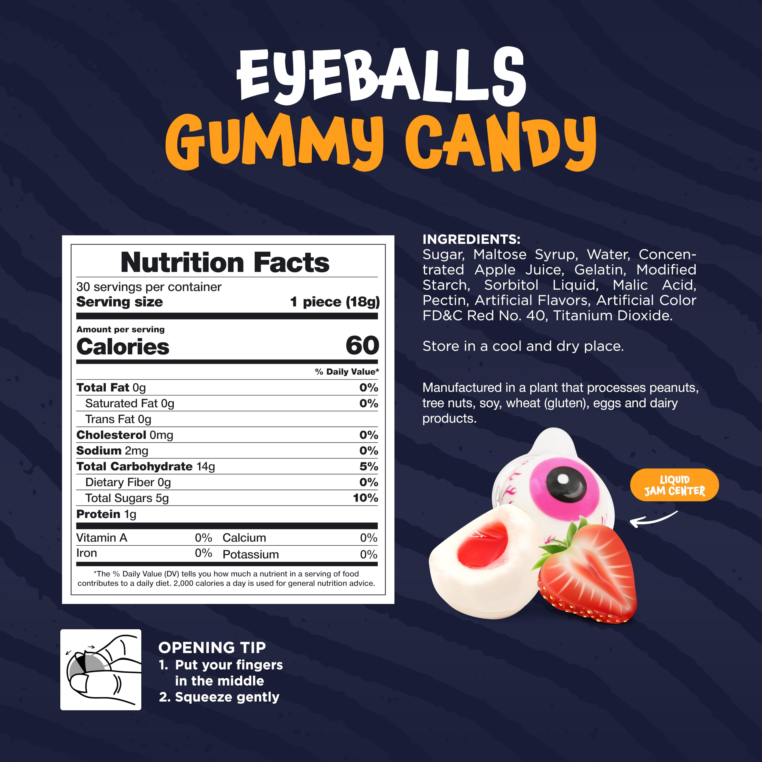Funtasty Eyeballs Gummy strawberry jam center close-up for a fruity burst