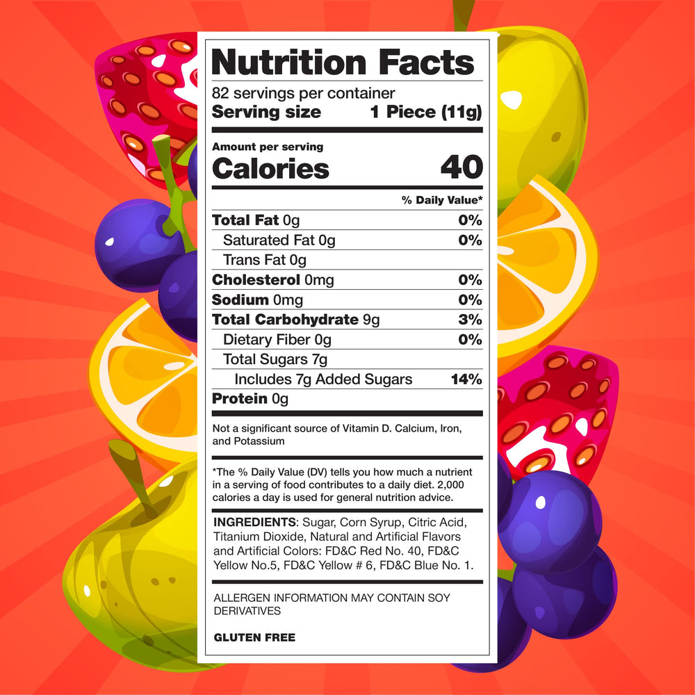 Vibrant color swirls on FUNTASTY lollipops displayed in a party setup.