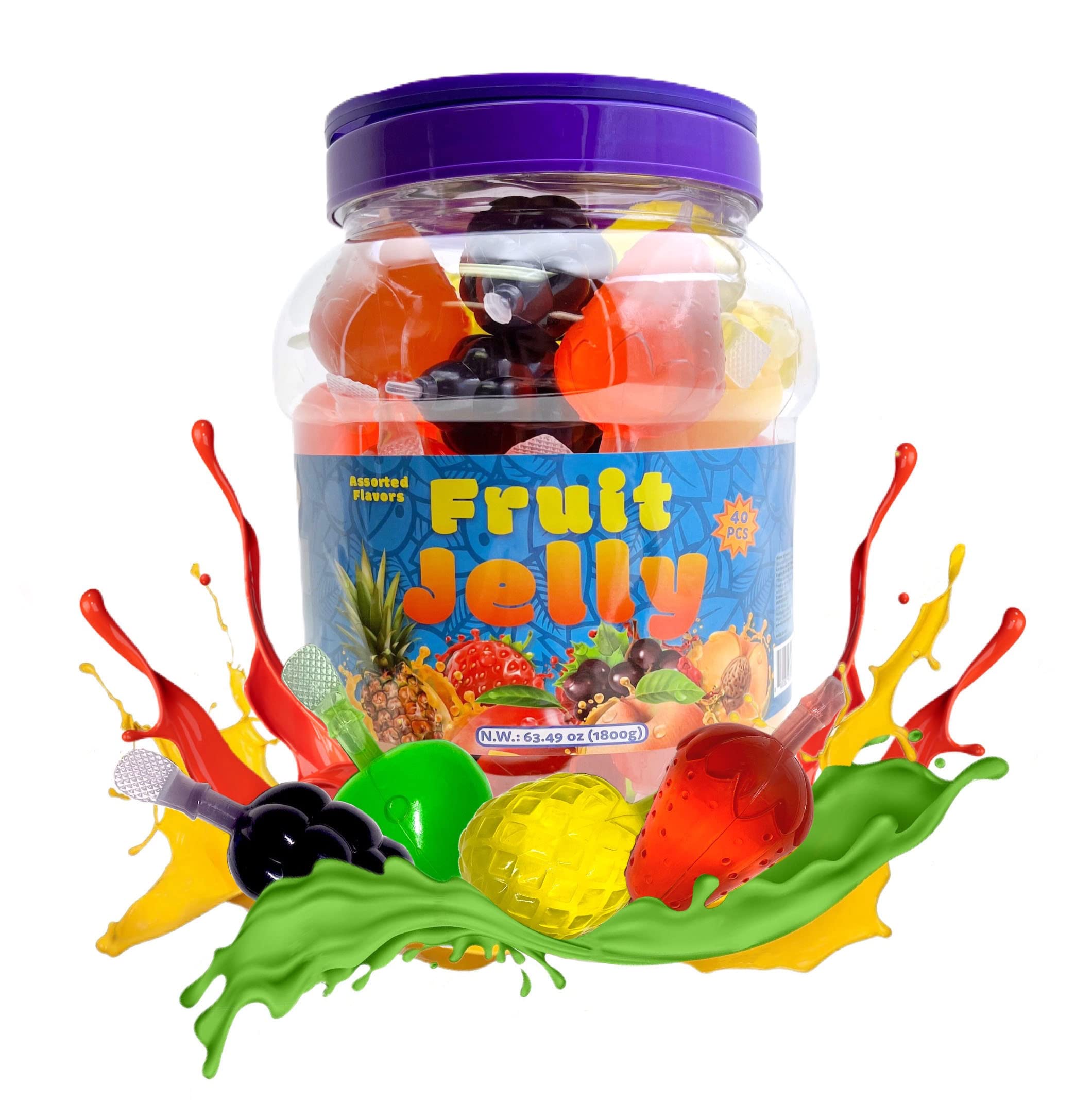 FUNTASTY fruit squeezable jellies jar front view for Easter baskets.