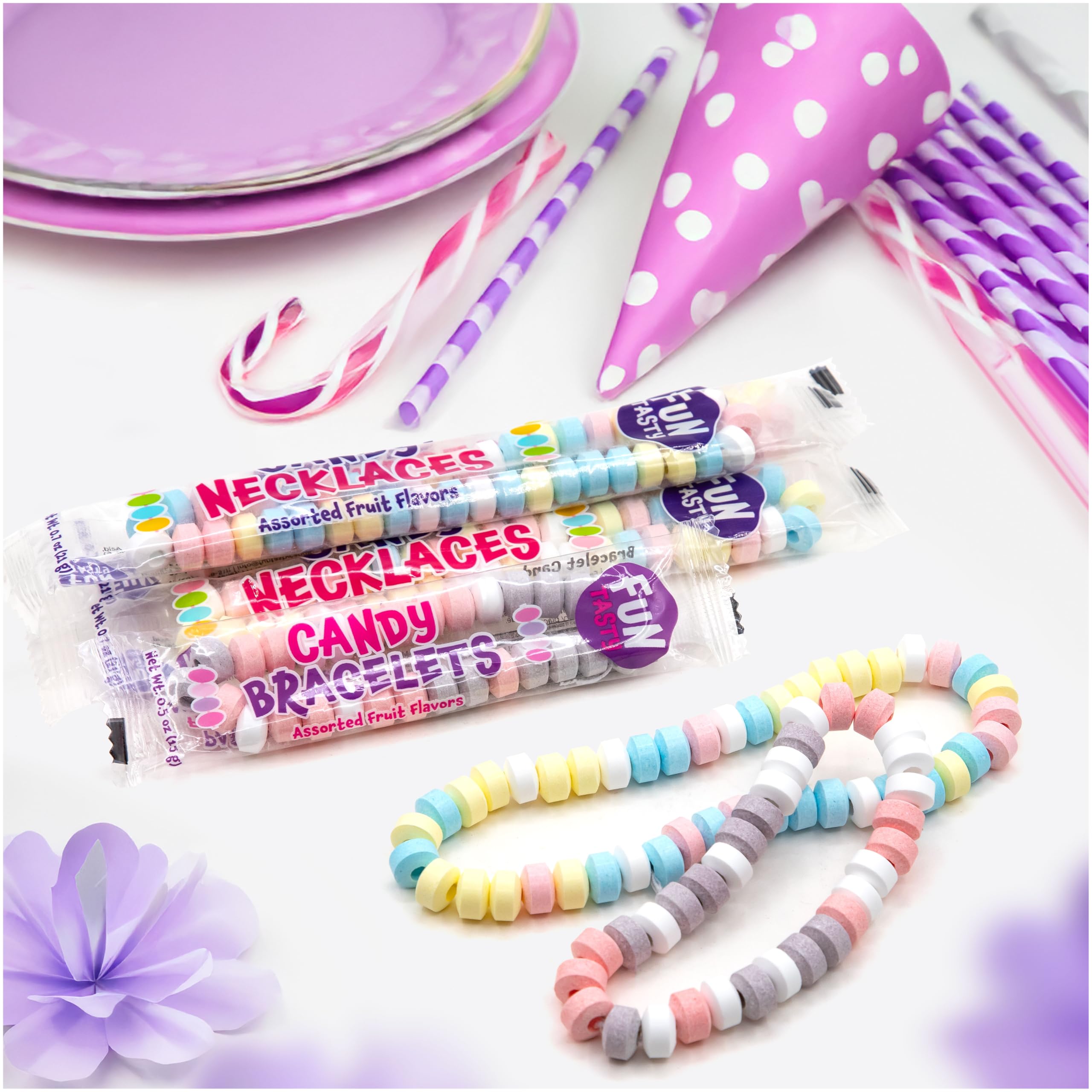 Easy fill goodie bags with wearable candy for quick smiles and distribution.