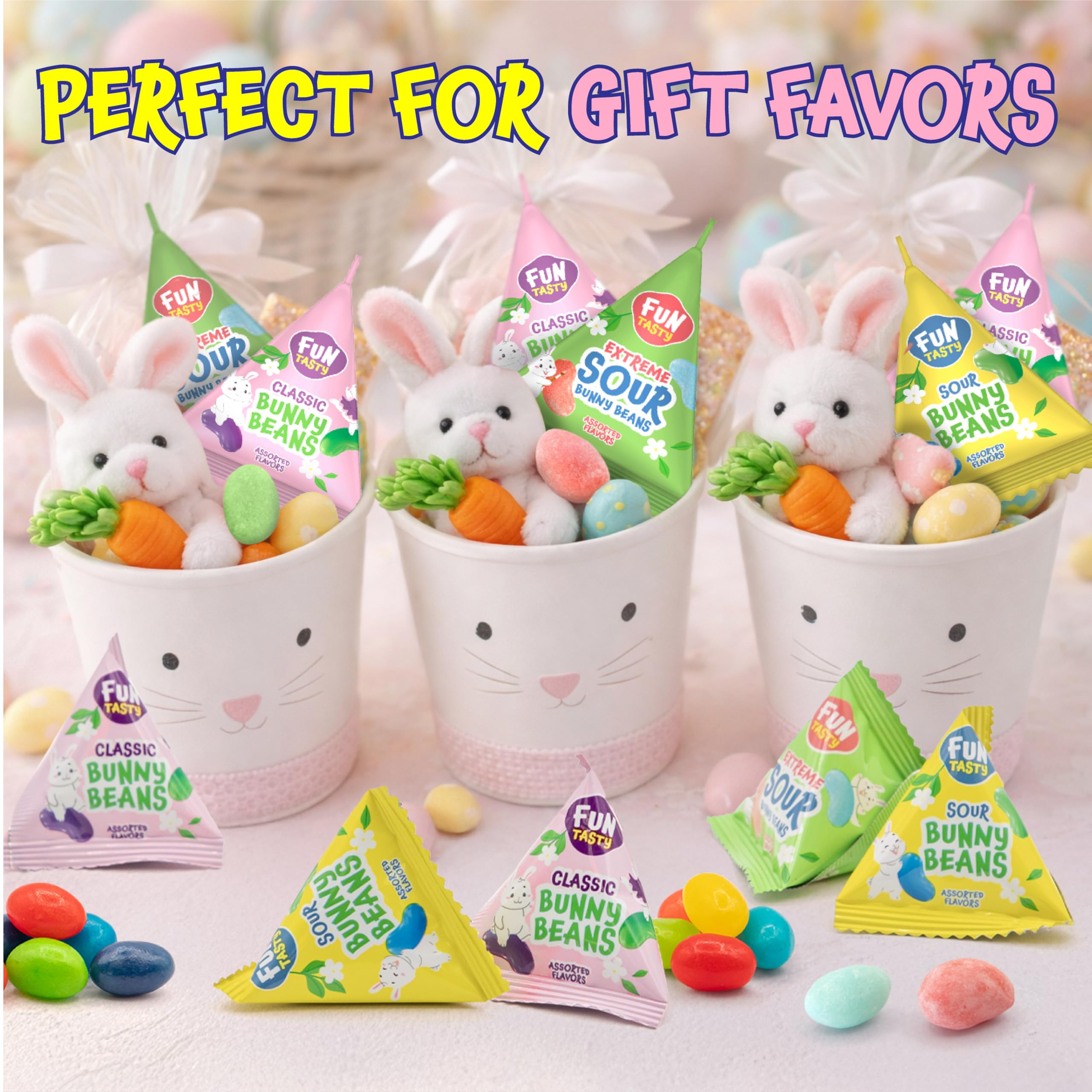 FUNTASTY jelly beans extreme sour for bold tang in Easter baskets.