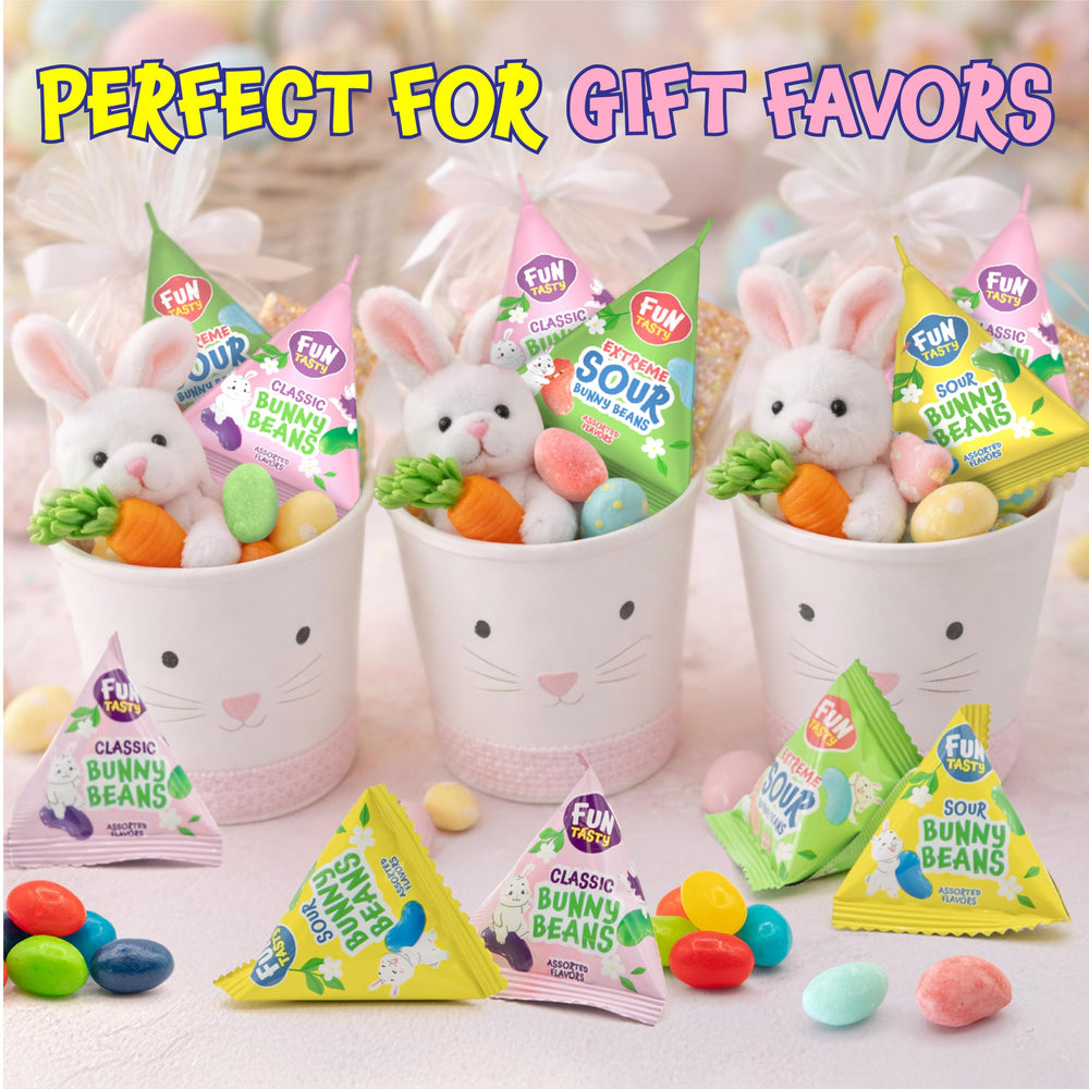 FUNTASTY jelly beans extreme sour for bold tang in Easter baskets.