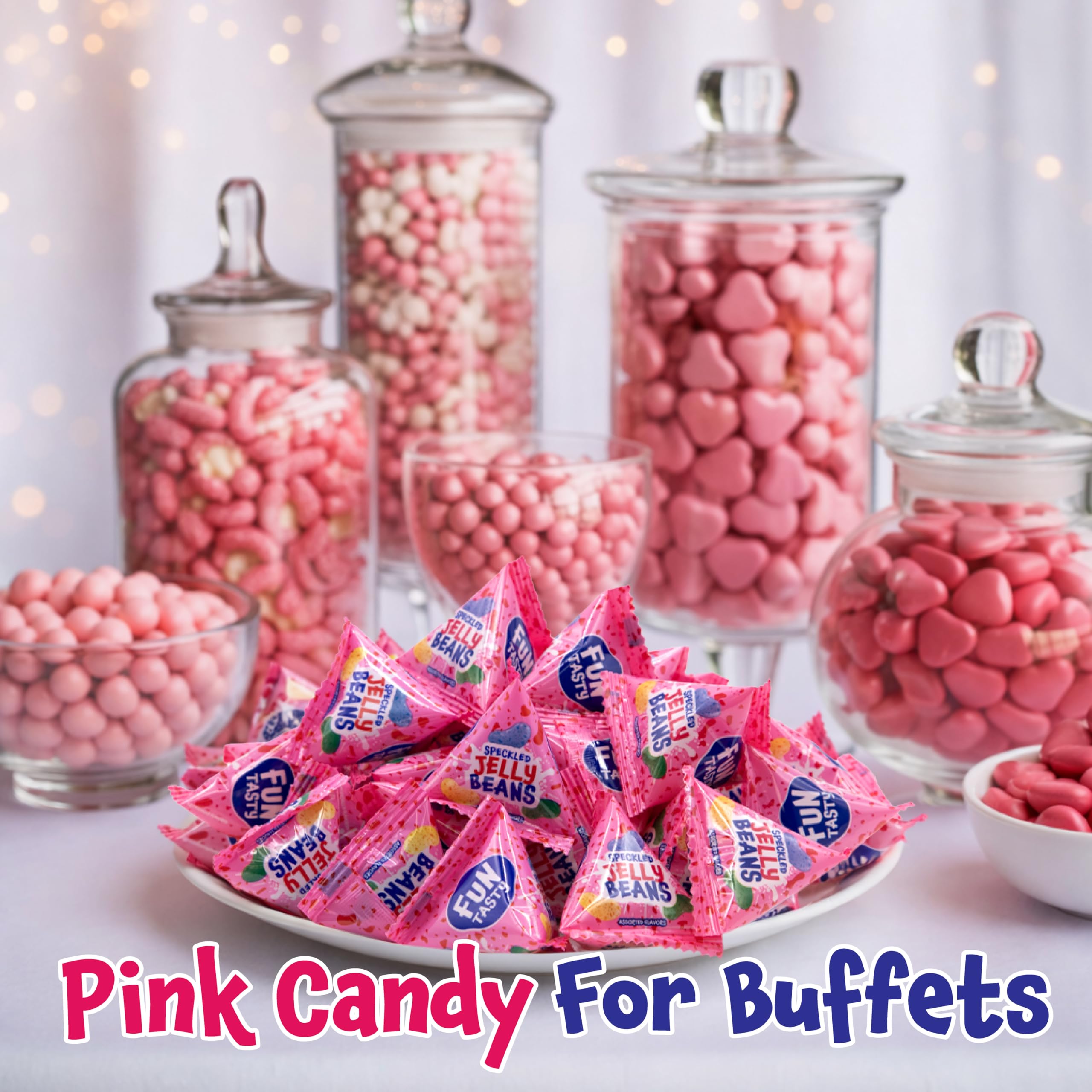 FUNTASTY Jelly Beans pink tones suit birthday or shower setups.