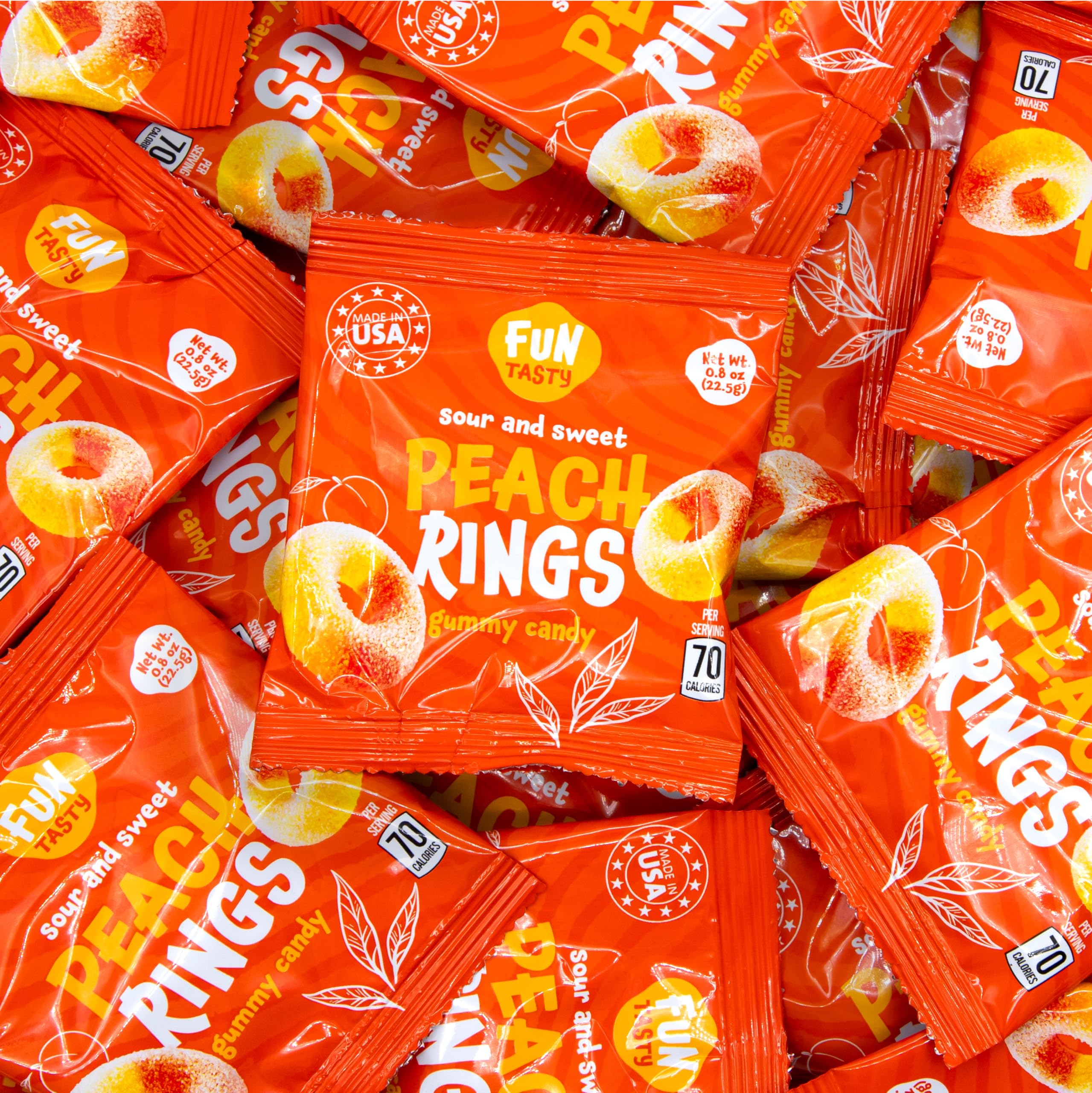 FUNTASTY Peach Rings packaged for fuss-free party favors.