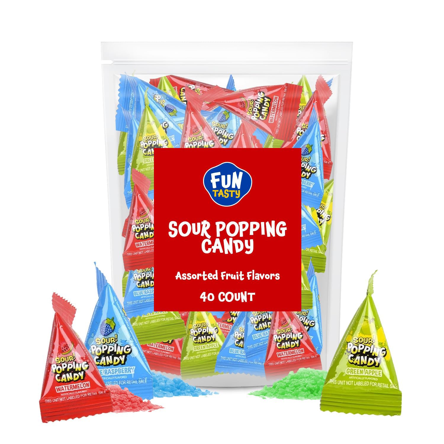 FUNTASTY Sour Popping Rocks in green apple flavor sparks playful taste moments.