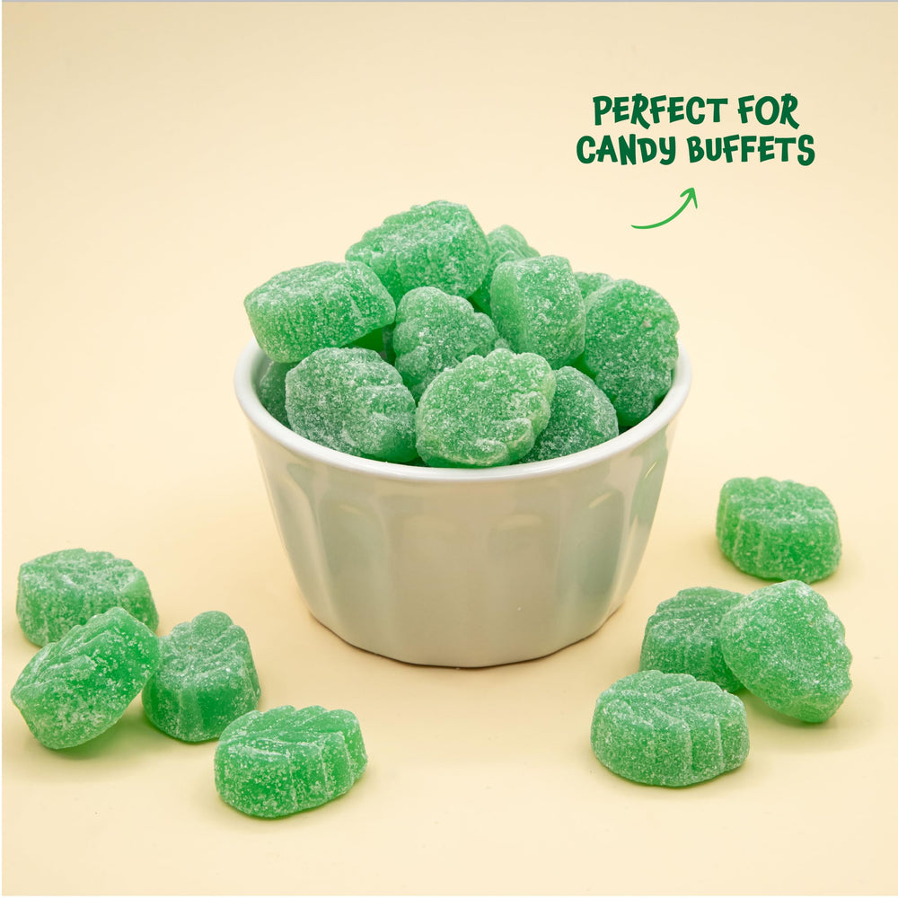 FUNTASTY Spearmint Leaves Candy used as cake decor and holiday display.