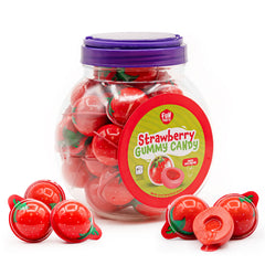FUNTASTY Strawberry Gummy Balls in a jar, a shareable candy for parties.