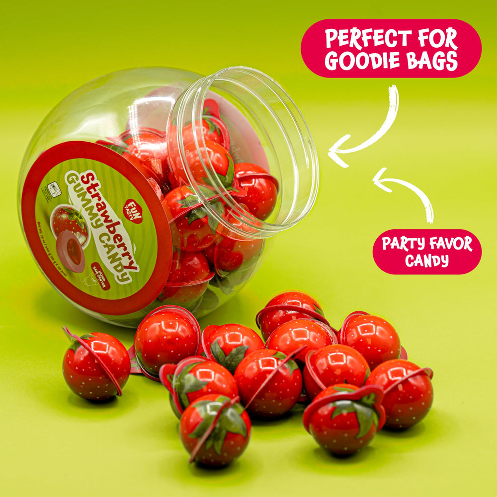 FUNTASTY Strawberry Gummy Balls make colorful party favors.