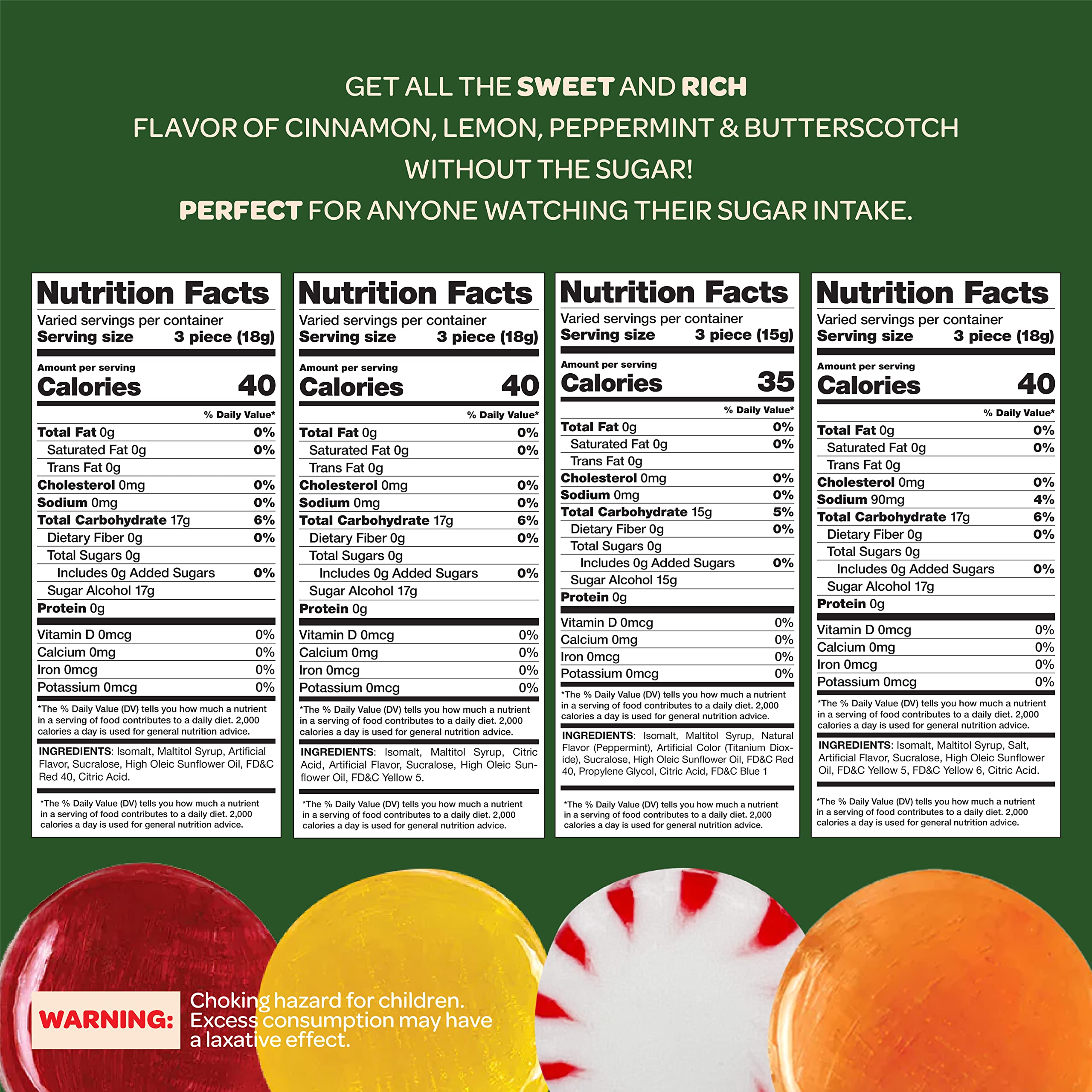 FUNTASTY sugar-free hard candy assortment close-up of assorted flavors