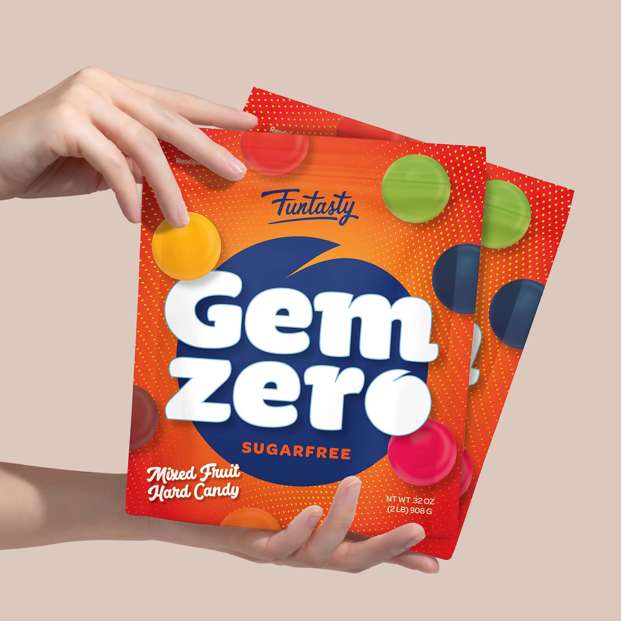FUNTASTY sugar-free orange candy close-up for bright afternoon picks