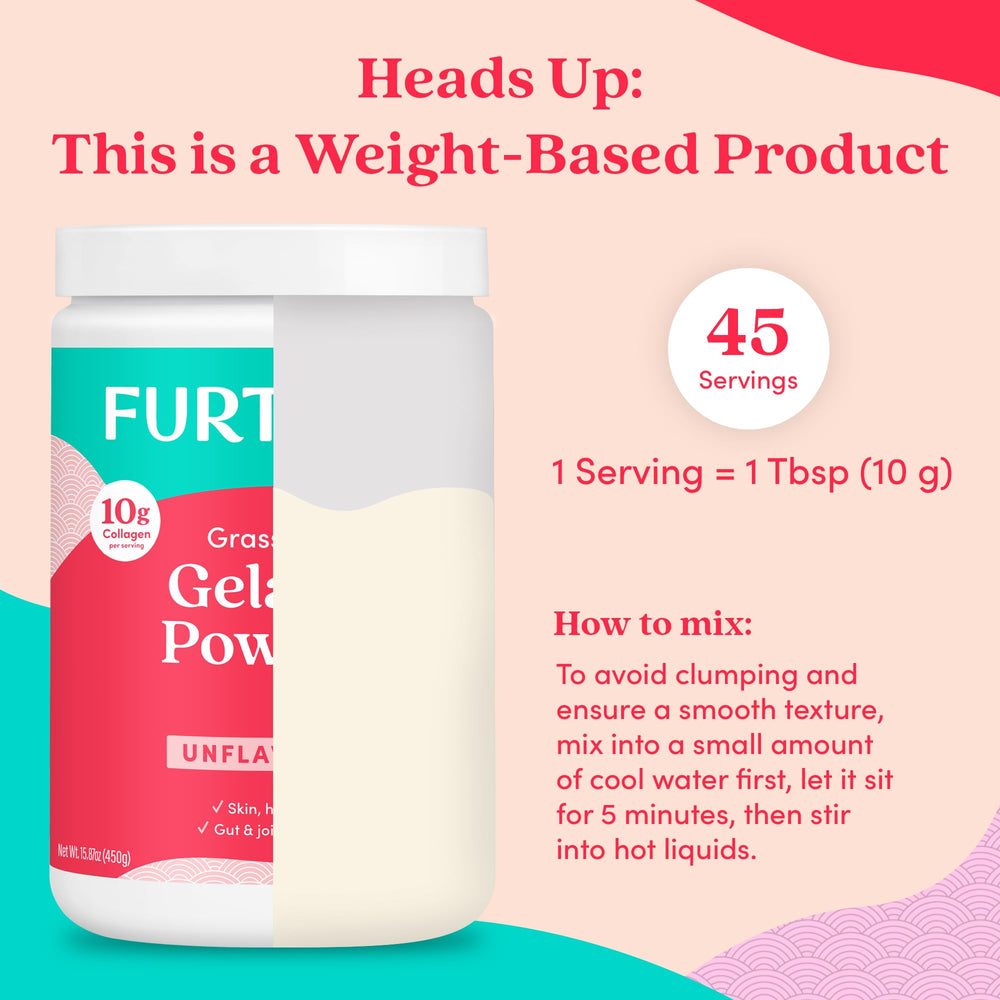 Further Food gelatin powder packaging on shelf denotes premium quality.