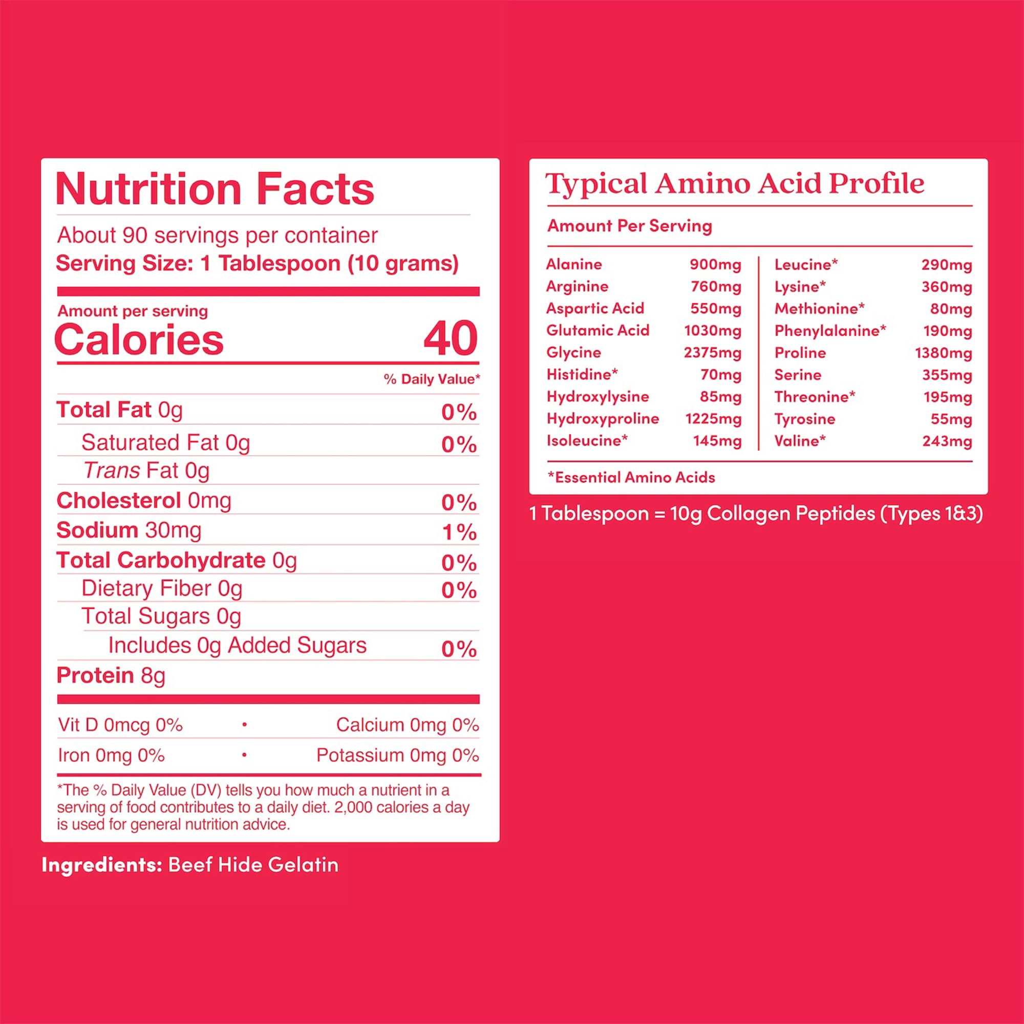Further Food Premium Gelatin Powder scoop; measuring tool showing collagen per serving.