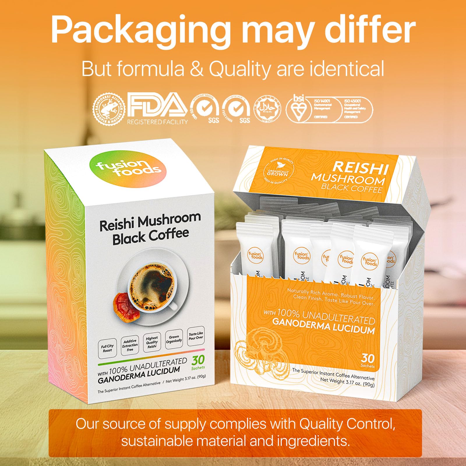 Fusion Foods Reishi mushroom Ganoderma closeup highlights natural extract quality.