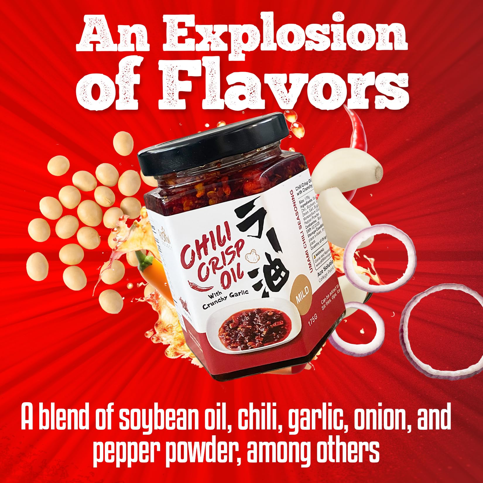 Fusion Select 175g chili crisp oil glossy jar highlighting texture and color