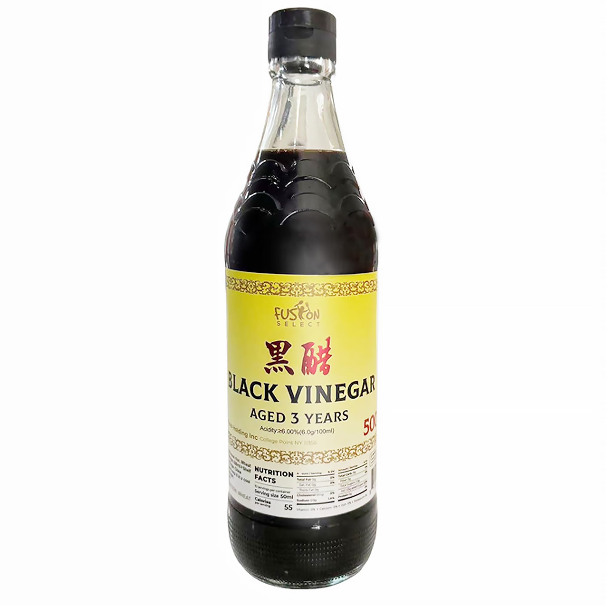 Fusion Select Chinese Black Vinegar bottle with rich color, ideal for cooking and dressings