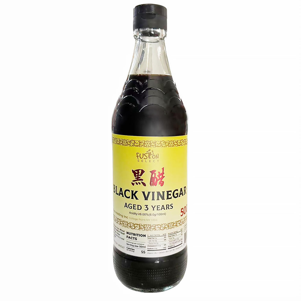 Fusion Select Chinese Black Vinegar bottle with rich color, ideal for cooking and dressings