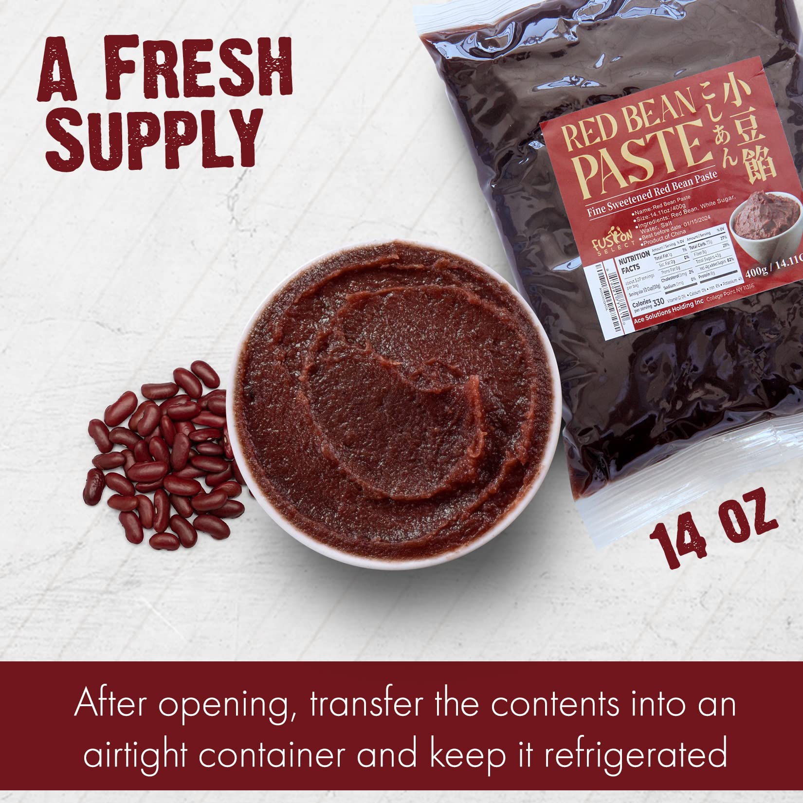 Fusion Select adzuki paste for desserts, smooth texture and balanced sweetness.