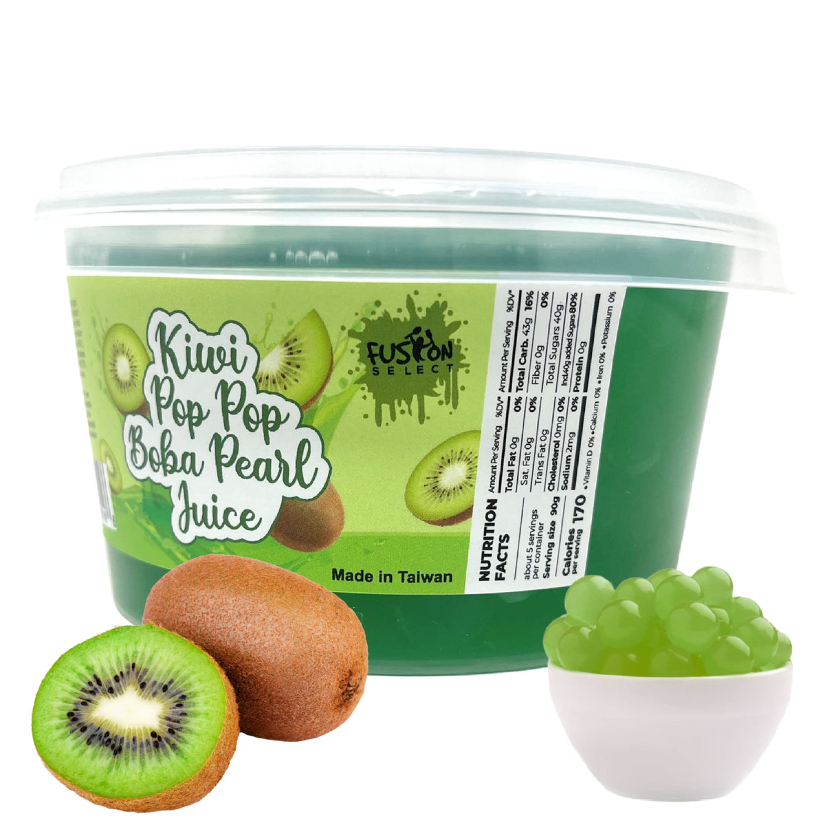Fusion Select kiwi bursting pearls close-up showing juicy texture and pop