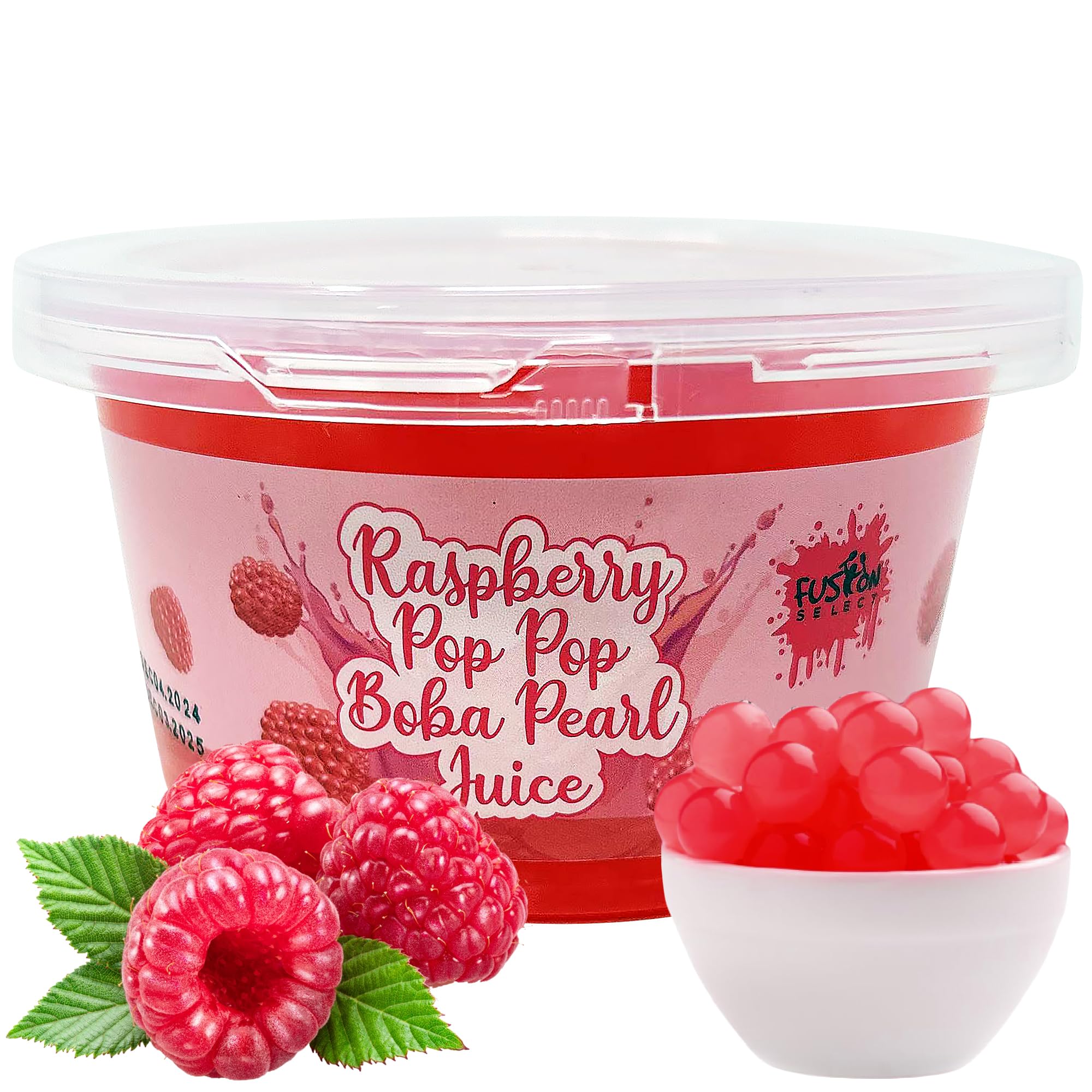 Fusion Select Bobaz raspberry bursting pearls add lively fruit flavor to beverages.