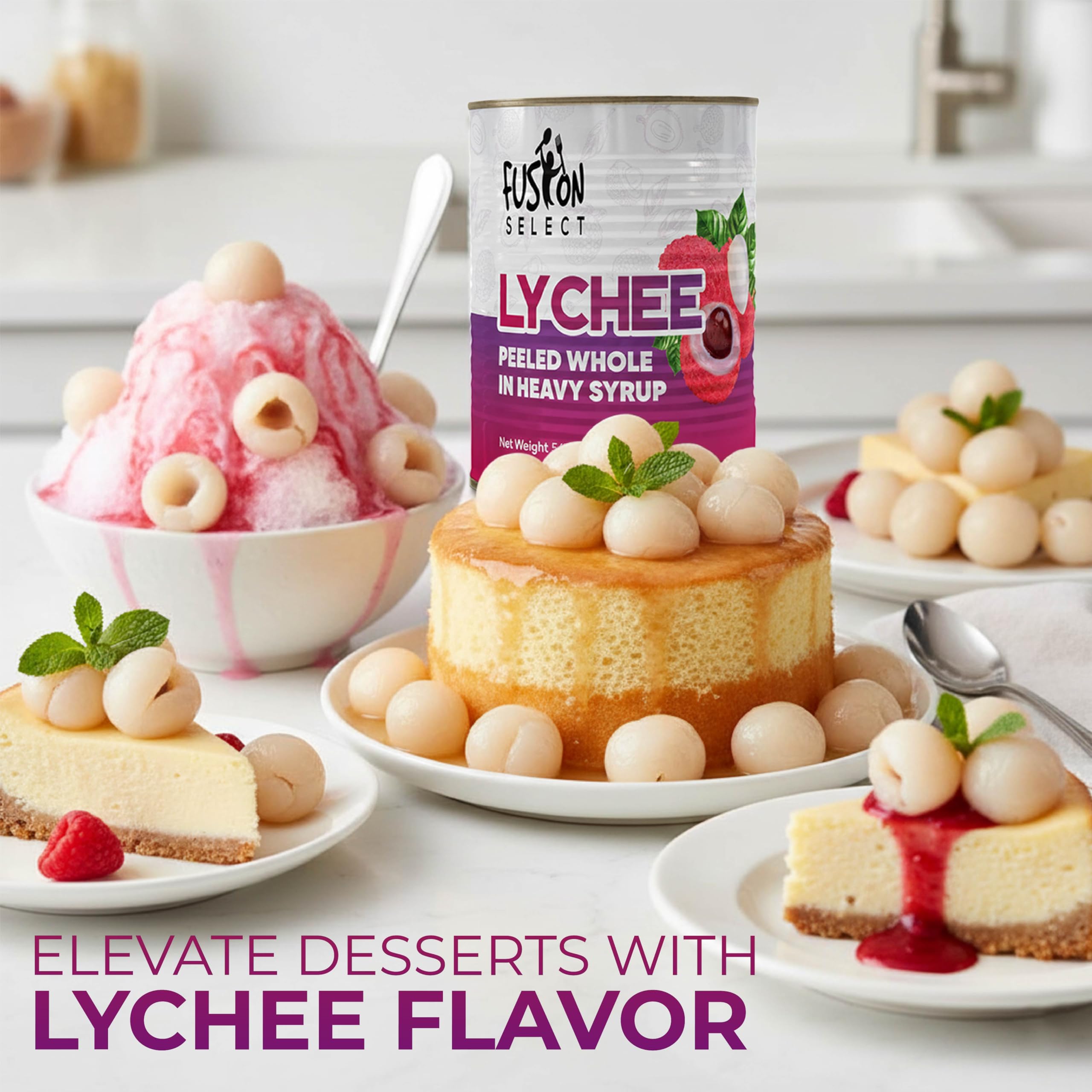 Fusion Select lychee topping ideal for bubble tea and refreshing beverages.